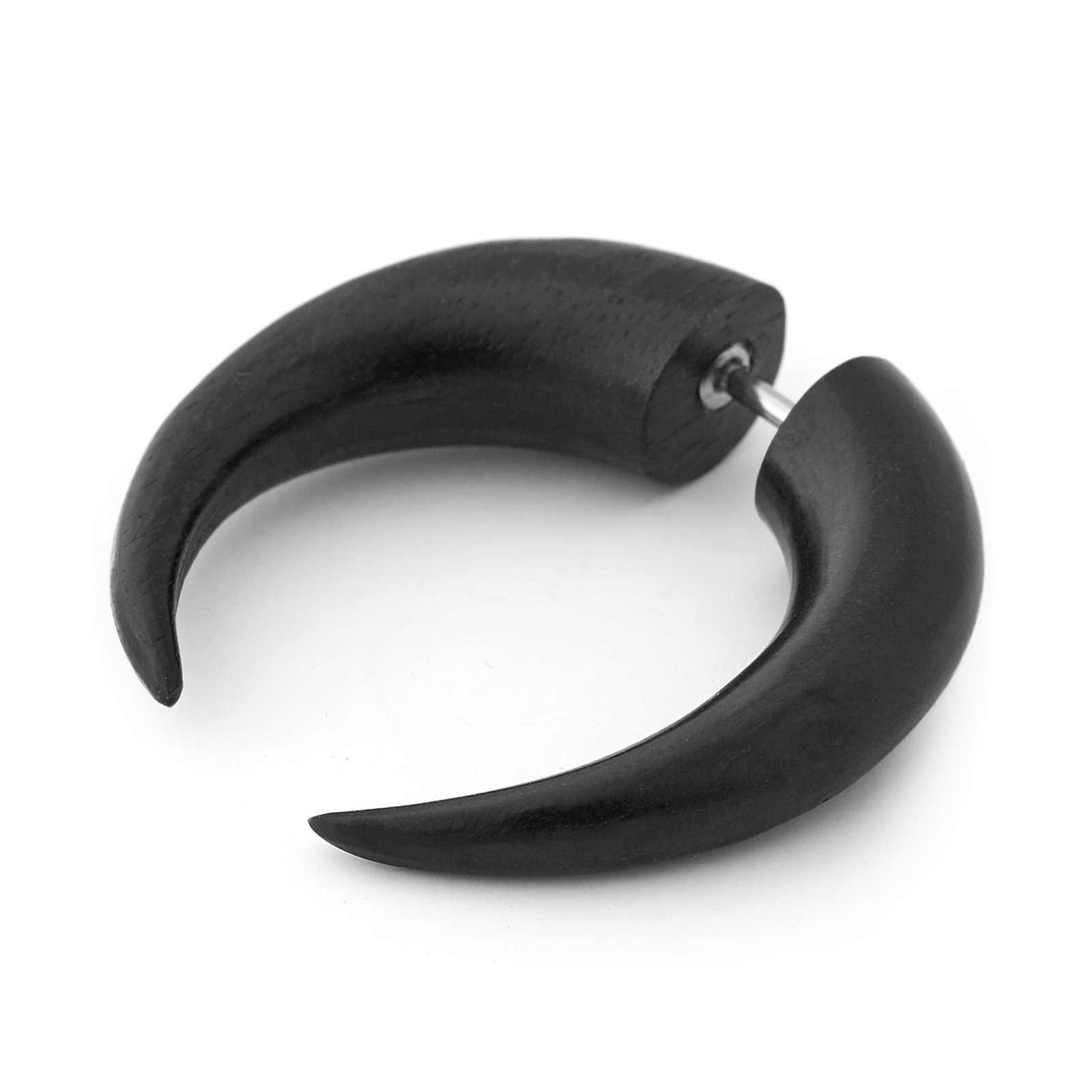 Голяма обица имитация на флеш с черни рога на бик - 3