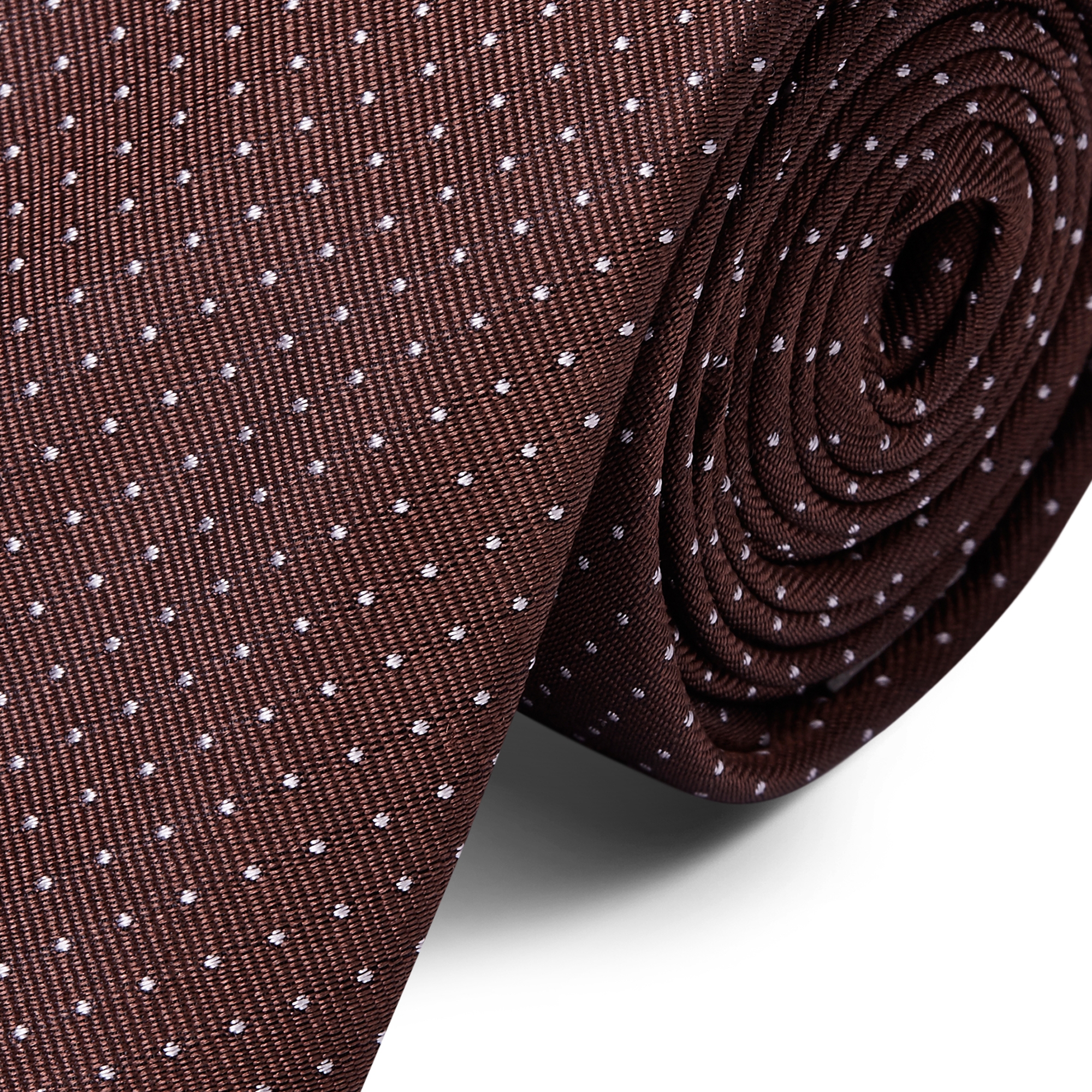 Brown Polka Dot Silk 6cm Tie - 2