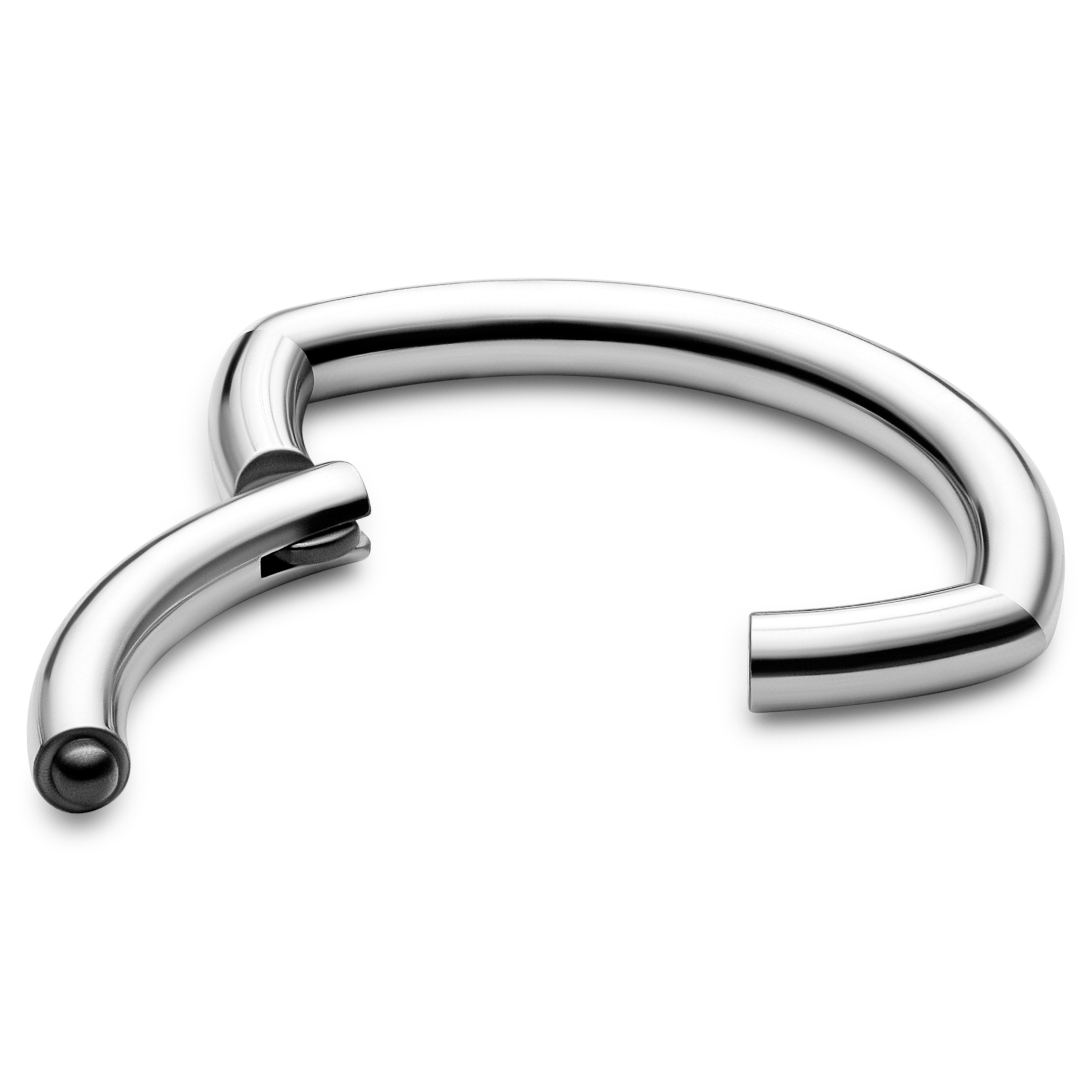 1/3" (8 mm) Silver-Tone Surgical Steel Oval Piercing Ring - 2