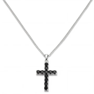 Prism | Black Silver-Tone Zirconia Cross Necklace Prism | Black Silver-Tone Zirconia Cross Necklace