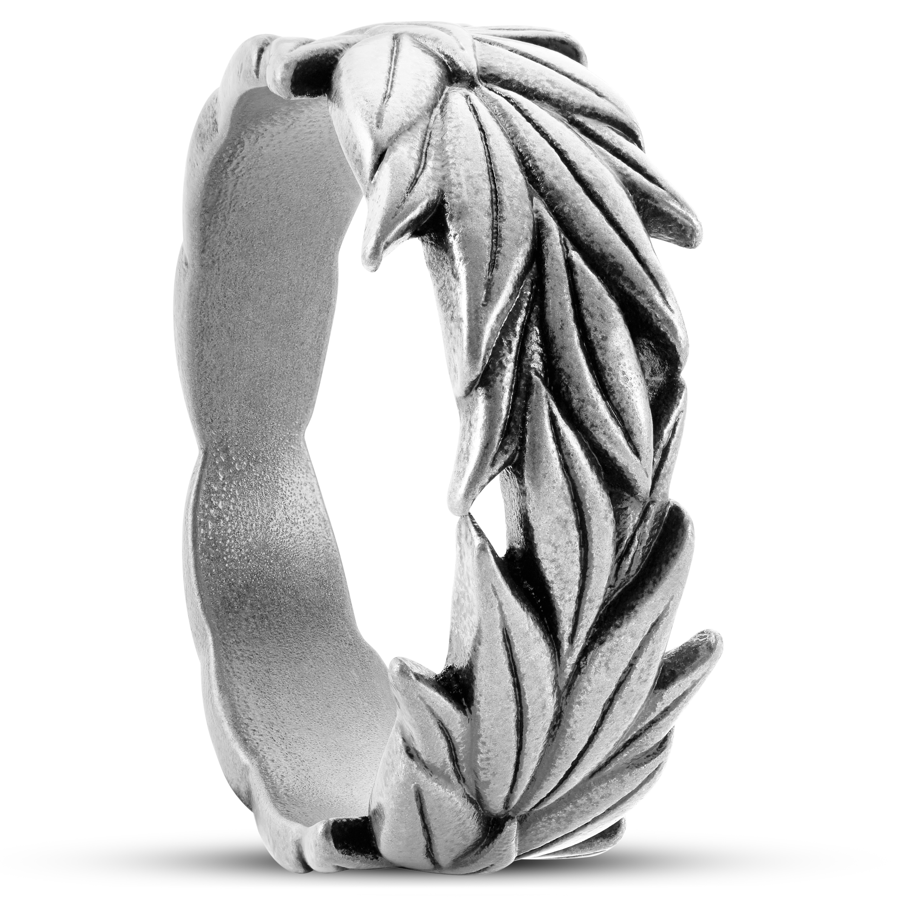 Silver Sprig Leaf Open Ring - iluvthatstore.com