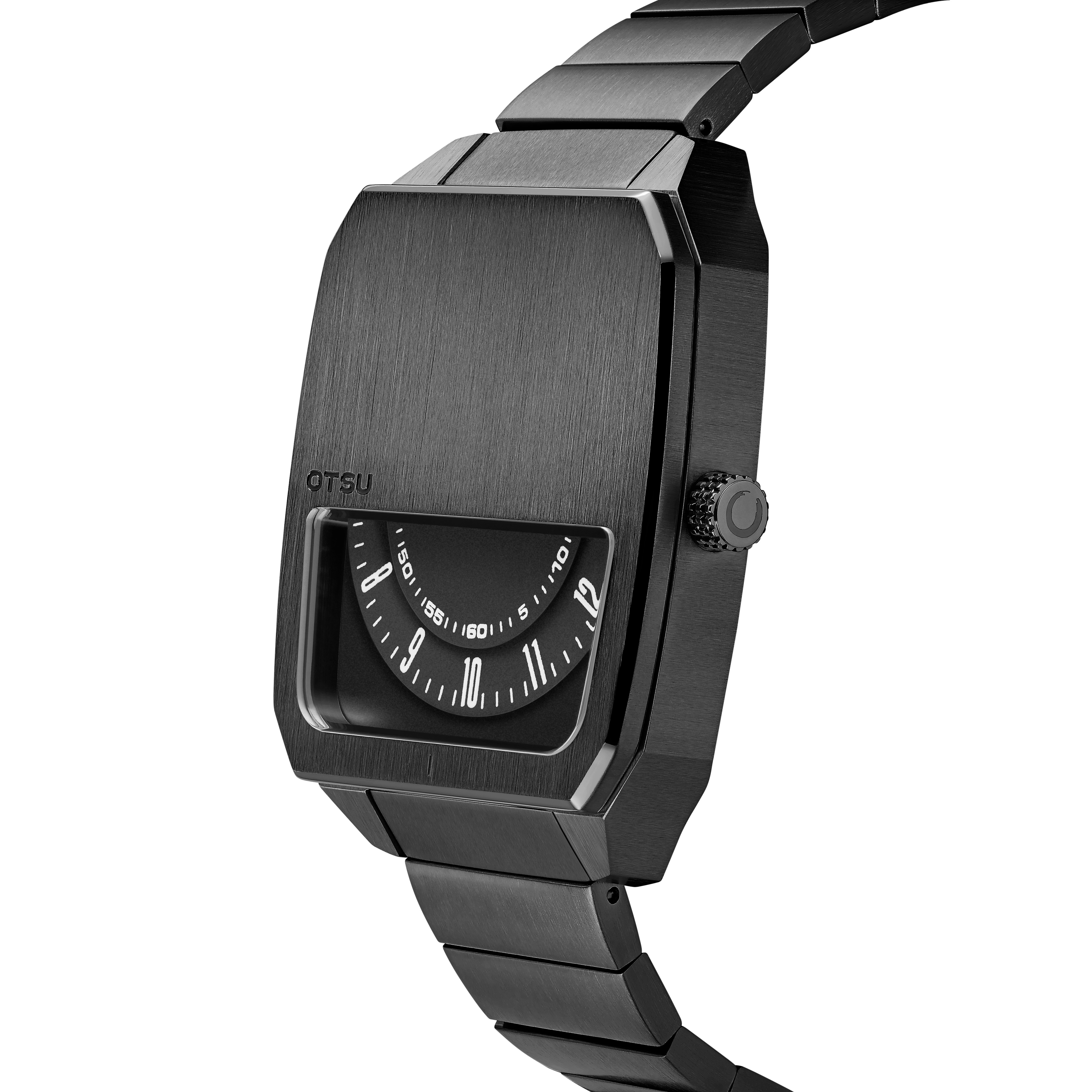 Hoc | Ceas din oțel inoxidabil gri închis cu cadran pe jumătate ascuns  - 3