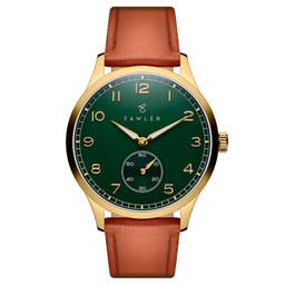 Adrien | Limited Edition Χρυσαφί Ατσάλινο Ρολόι με Πράσινο Καντράν Σμάλτου