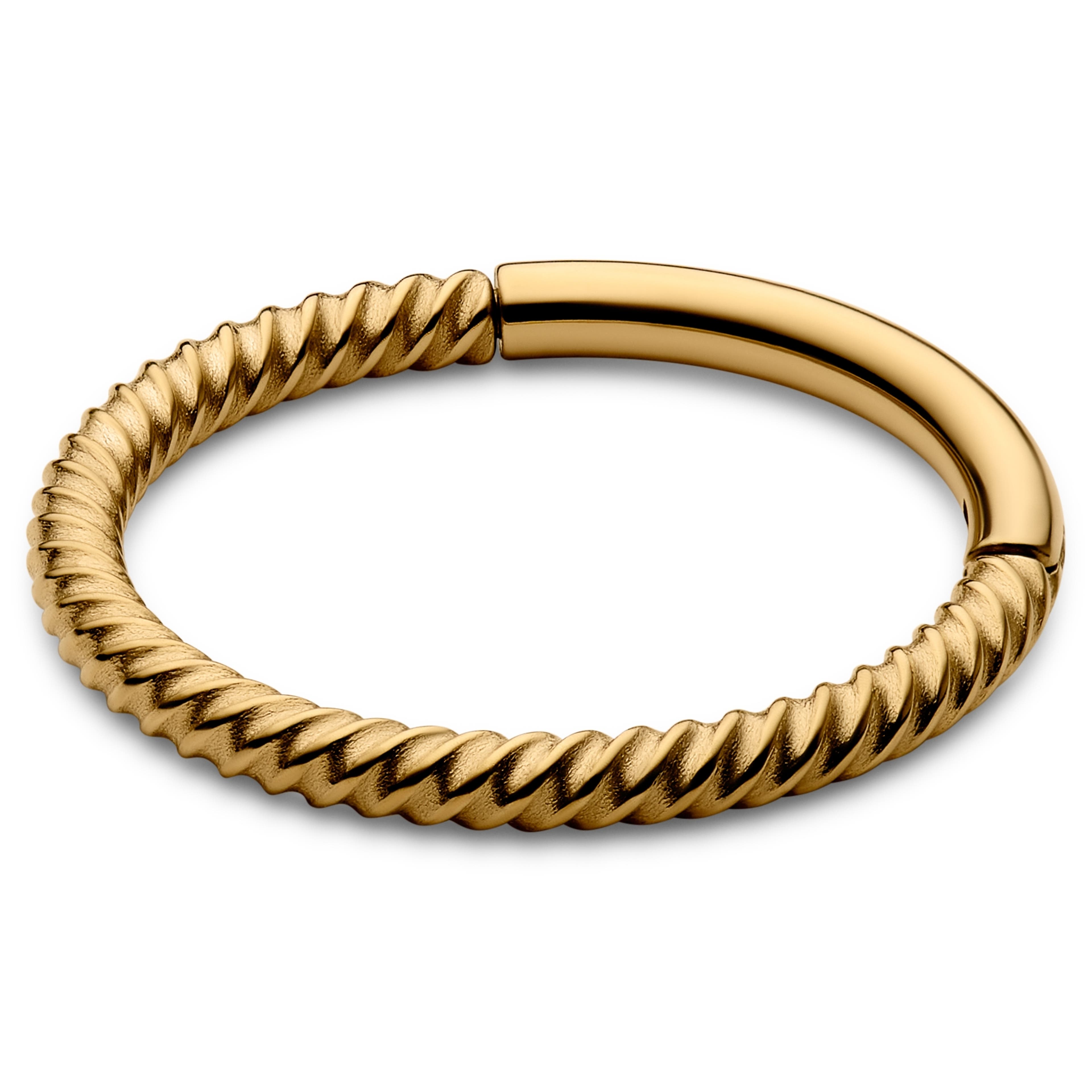 Arany tónusú sebészeti acél kötél dizájnú piercing gyűrű - 10 mm