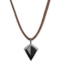 Iconic | Brown Leather With Black Triangle Necklace