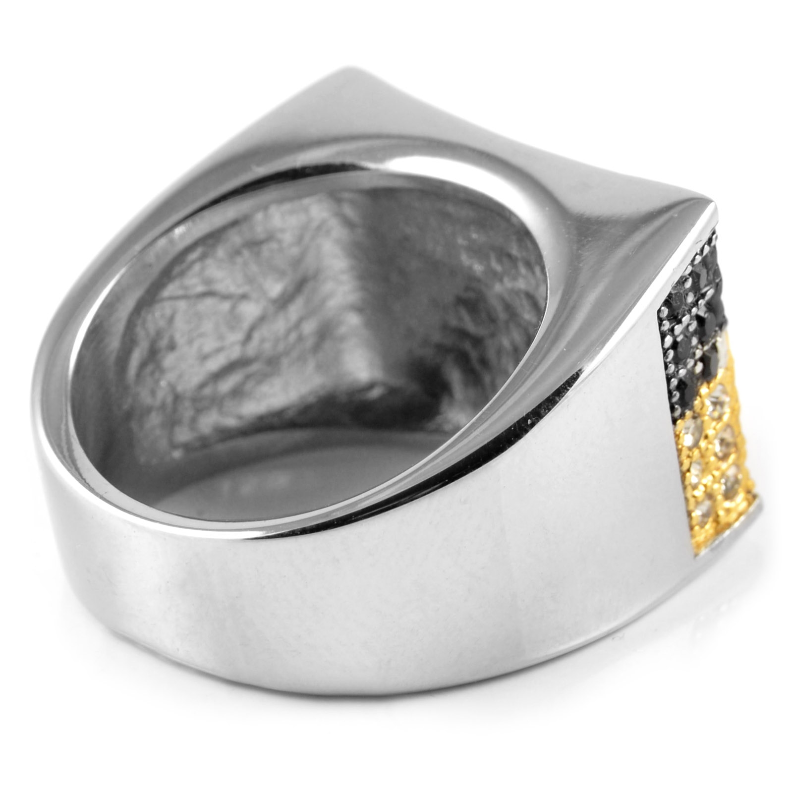 Checker Gold Zirkon Stålring - 4