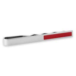 Geo Remix | Silver-Tone & Red Square Stainless Steel Tie Bar