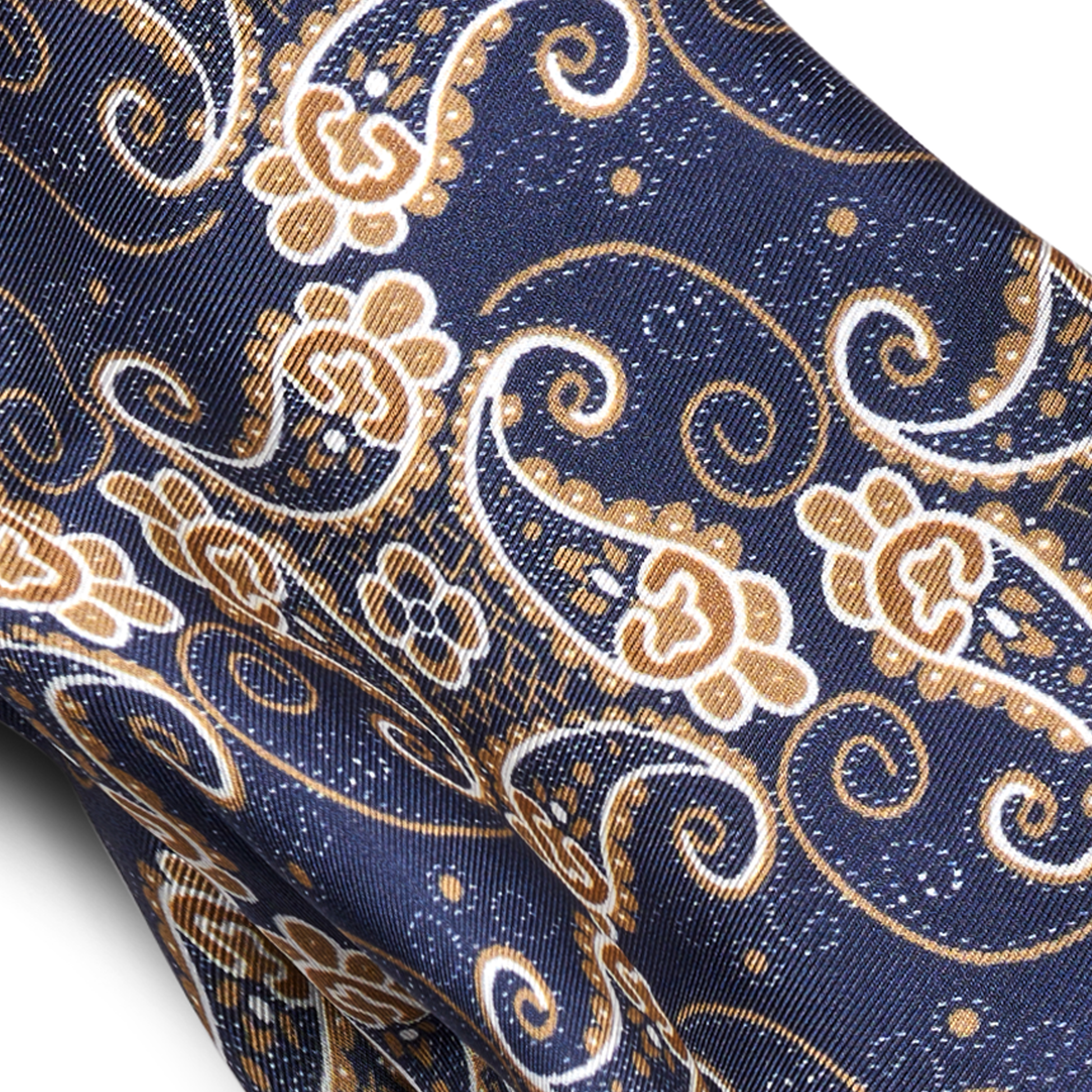Mėlyna ir auksinė peislio rašto šilkinė skara - 2