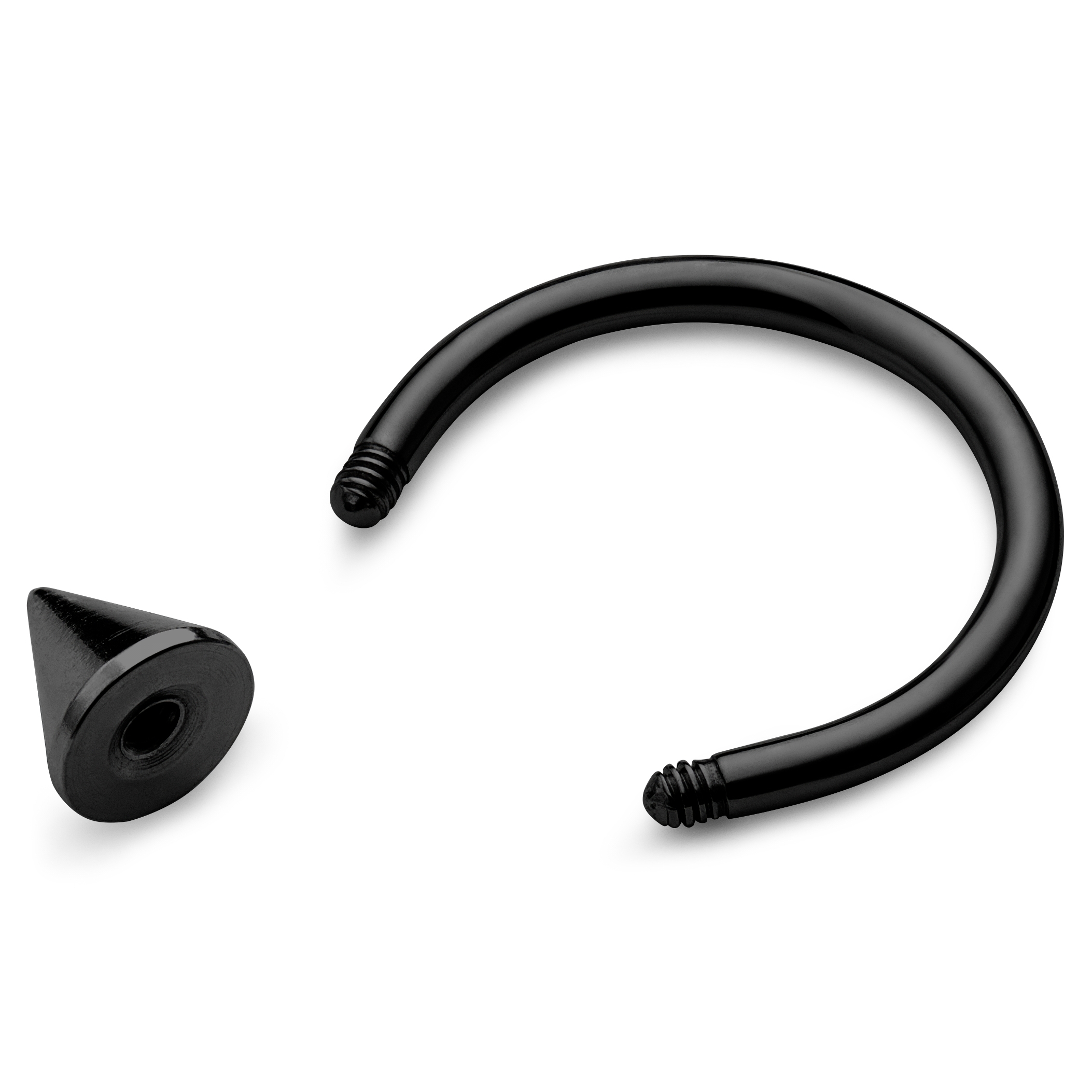 12 mm Schwarze Barbell (Hantel) aus Titan mit Stacheln - 3