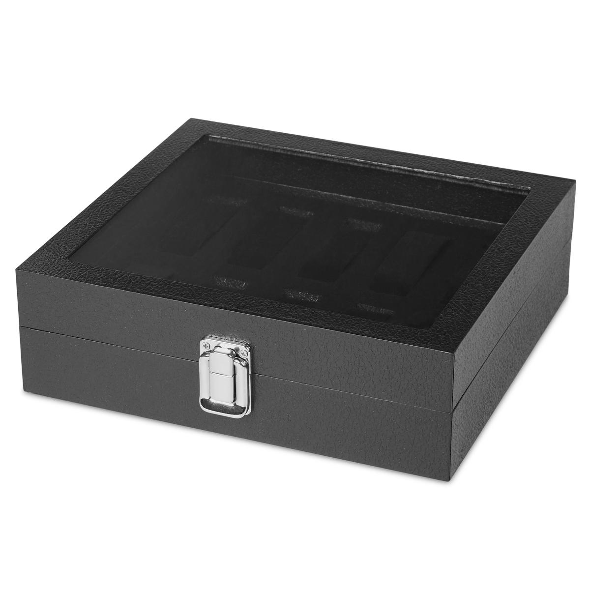 Scatola Per Orologi In Ecopelle Verde - Organizer Con 10 Scomparti E Vetro - Foto 4