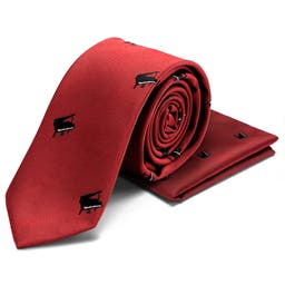 Double-Sided Pocket Square and Necktie Set With Pianos