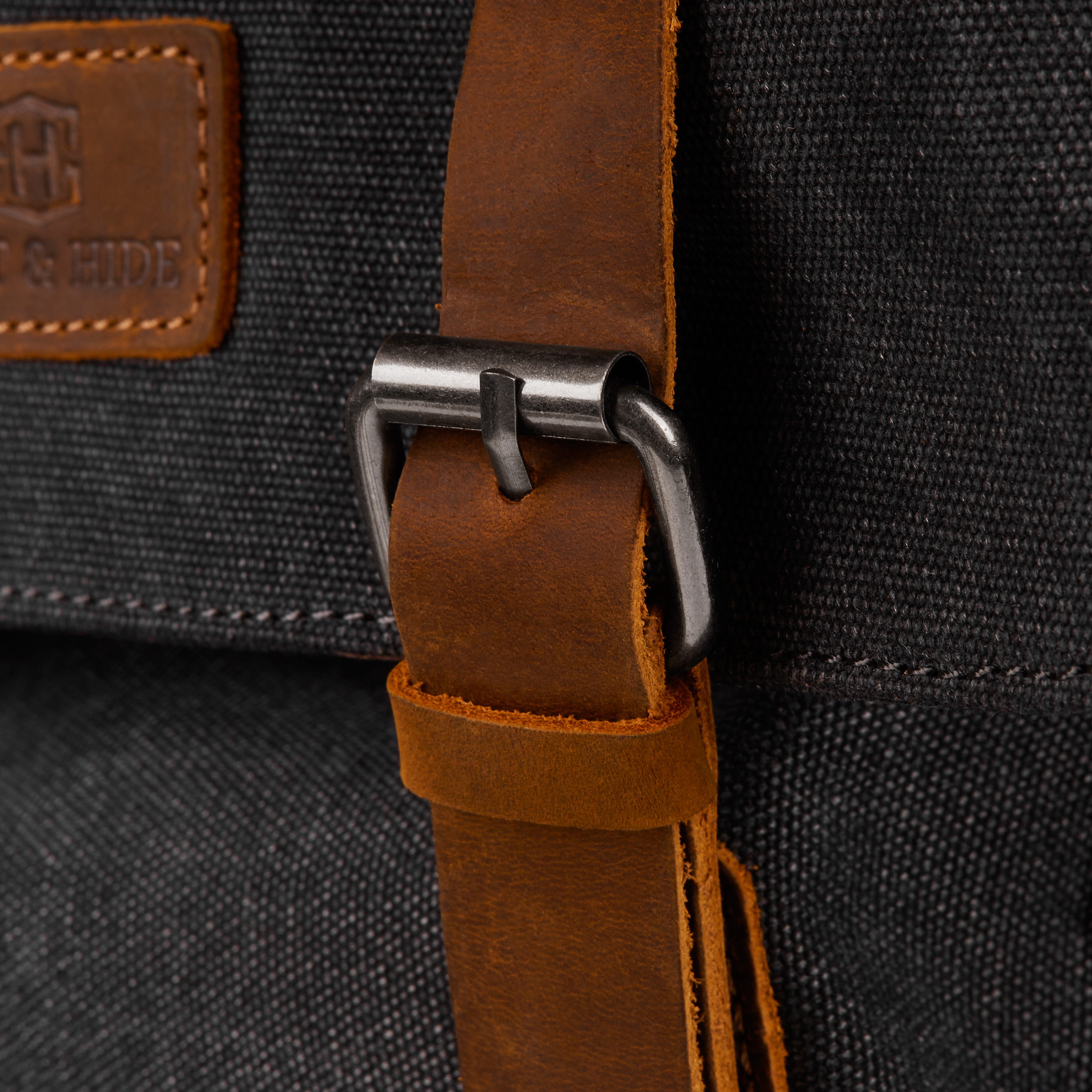 Tarpa, Slim Graphite Canvas & Tan Leather Messenger Bag, In stock!