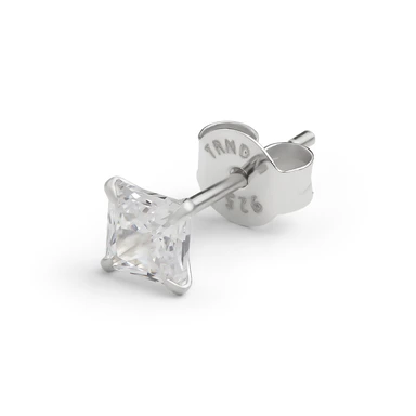 Nova | 925 Sterling Silver Square 7A Premium Zirconia Earring - 4mm Nova | 925 Sterling Silver Square 7A Premium Zirconia Earring - 4mm
