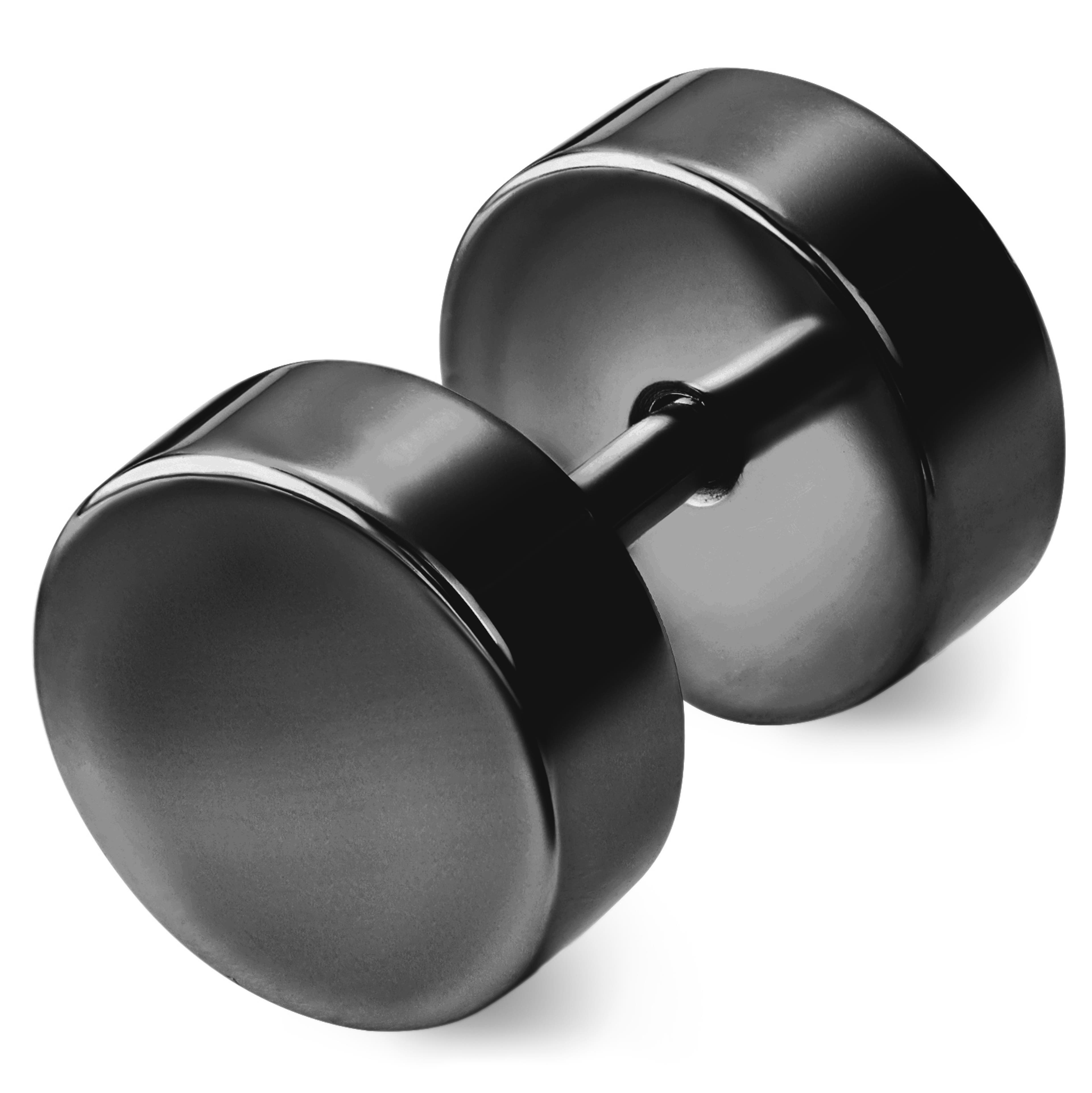 Boucle d'oreille ''faux écarteur'' en acier inoxydable noir de 8 mm Boucle d'oreille ''faux écarteur'' en acier inoxydable noir de 8 mm