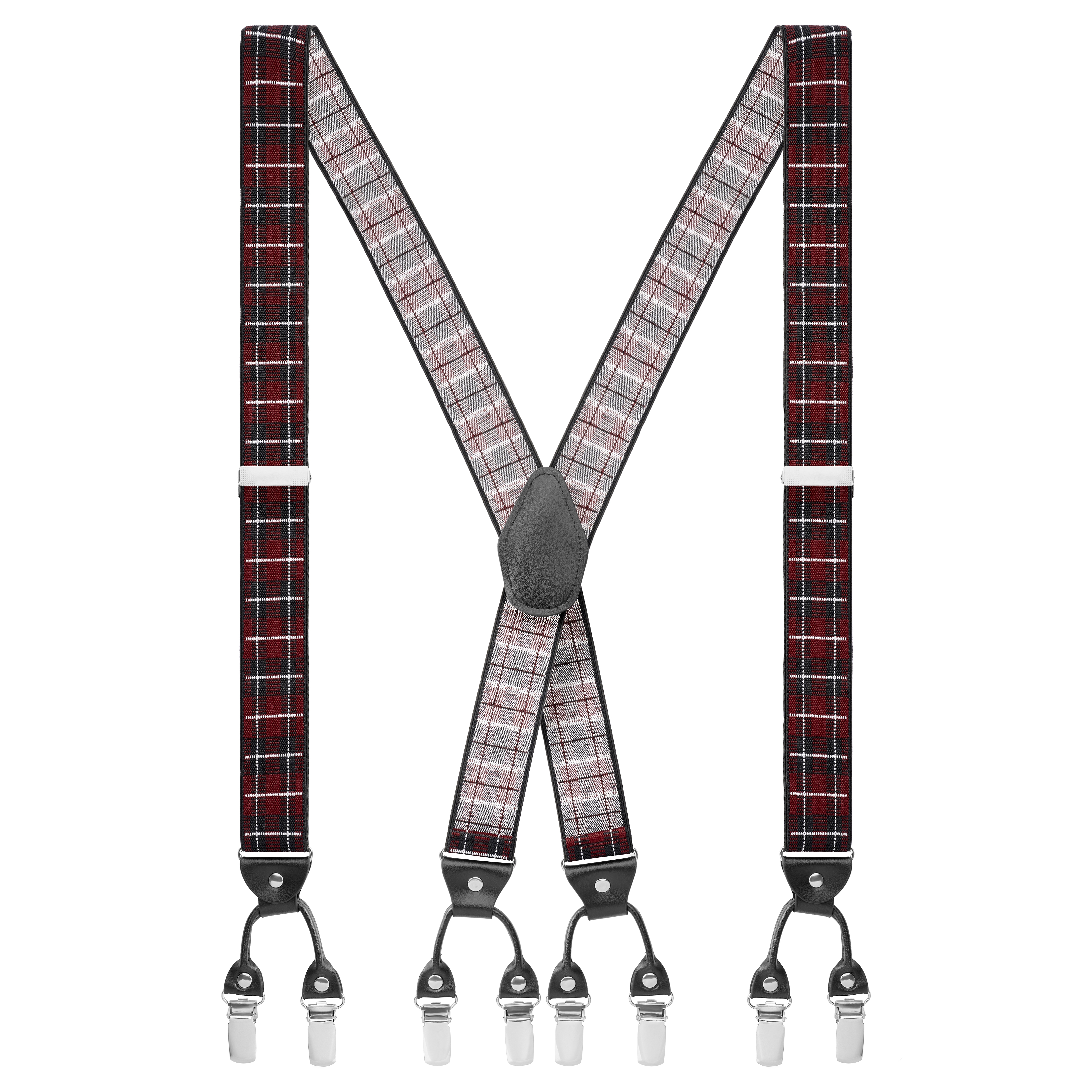 Burgundy Checkers Suspenders –