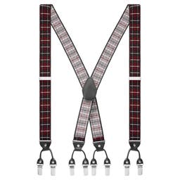 Vexel | Burgundy Checker-Patterned X-back Suspenders