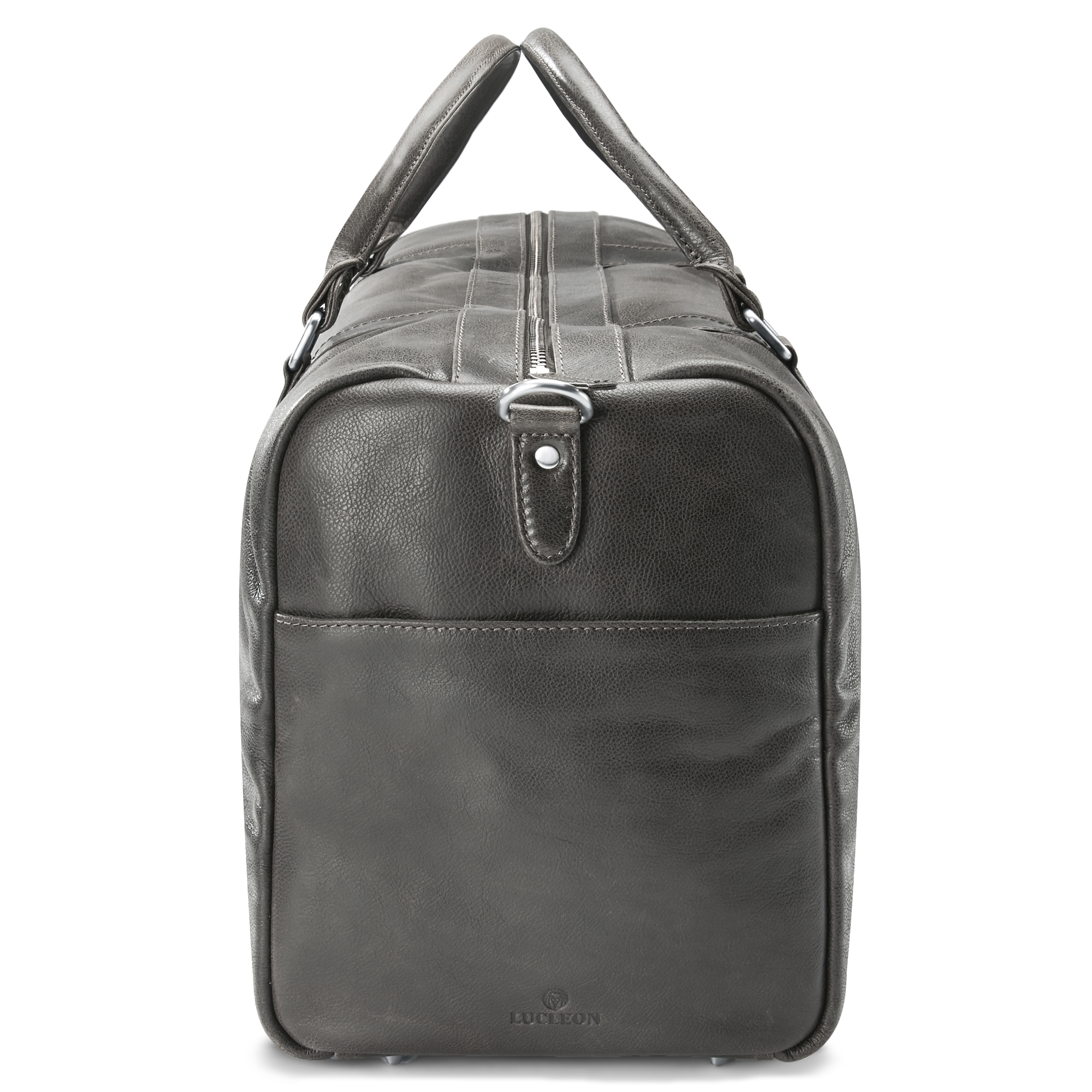 Donkergrijze Lederen Duffelbag - 4