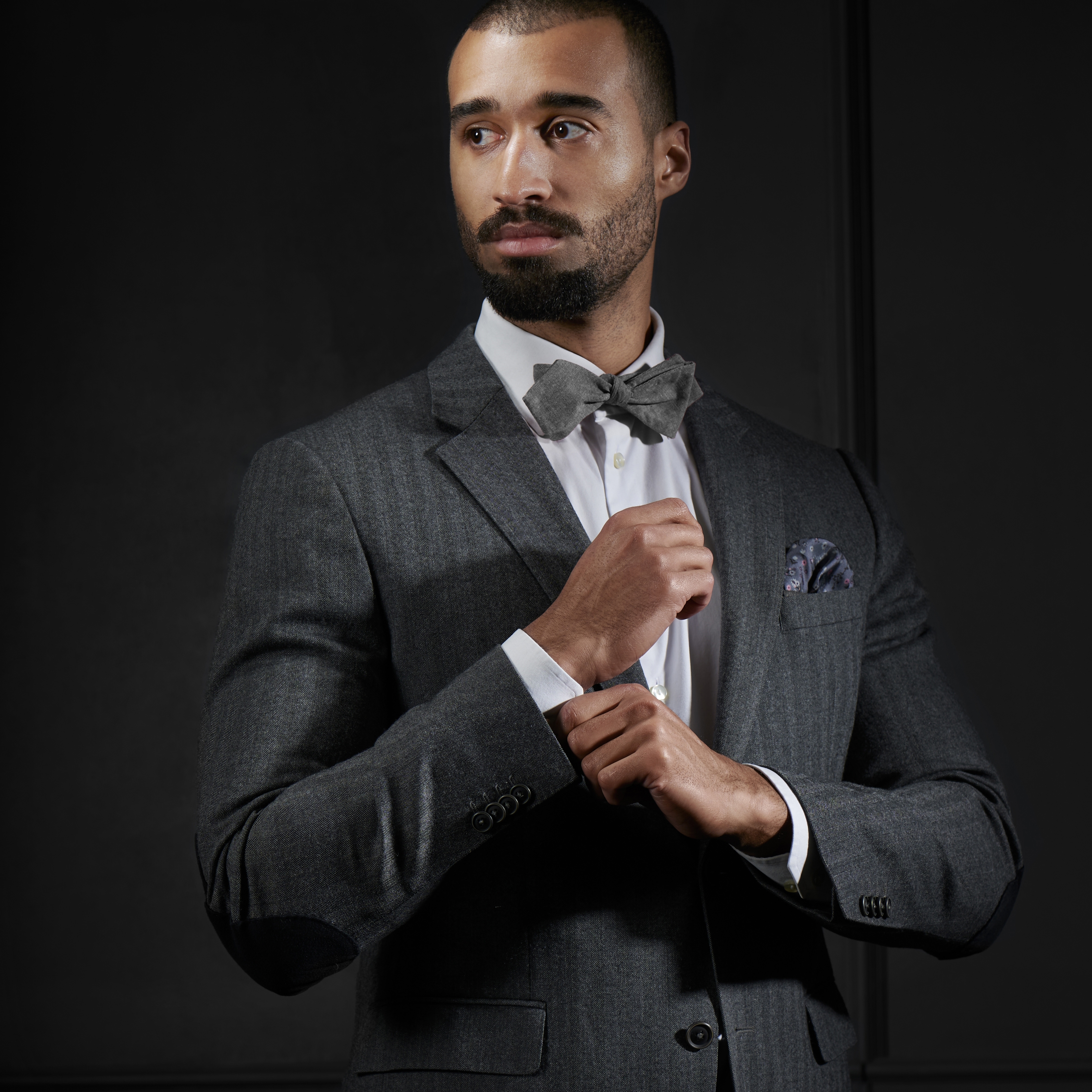 Pajarita para atar de algodón gris - 4