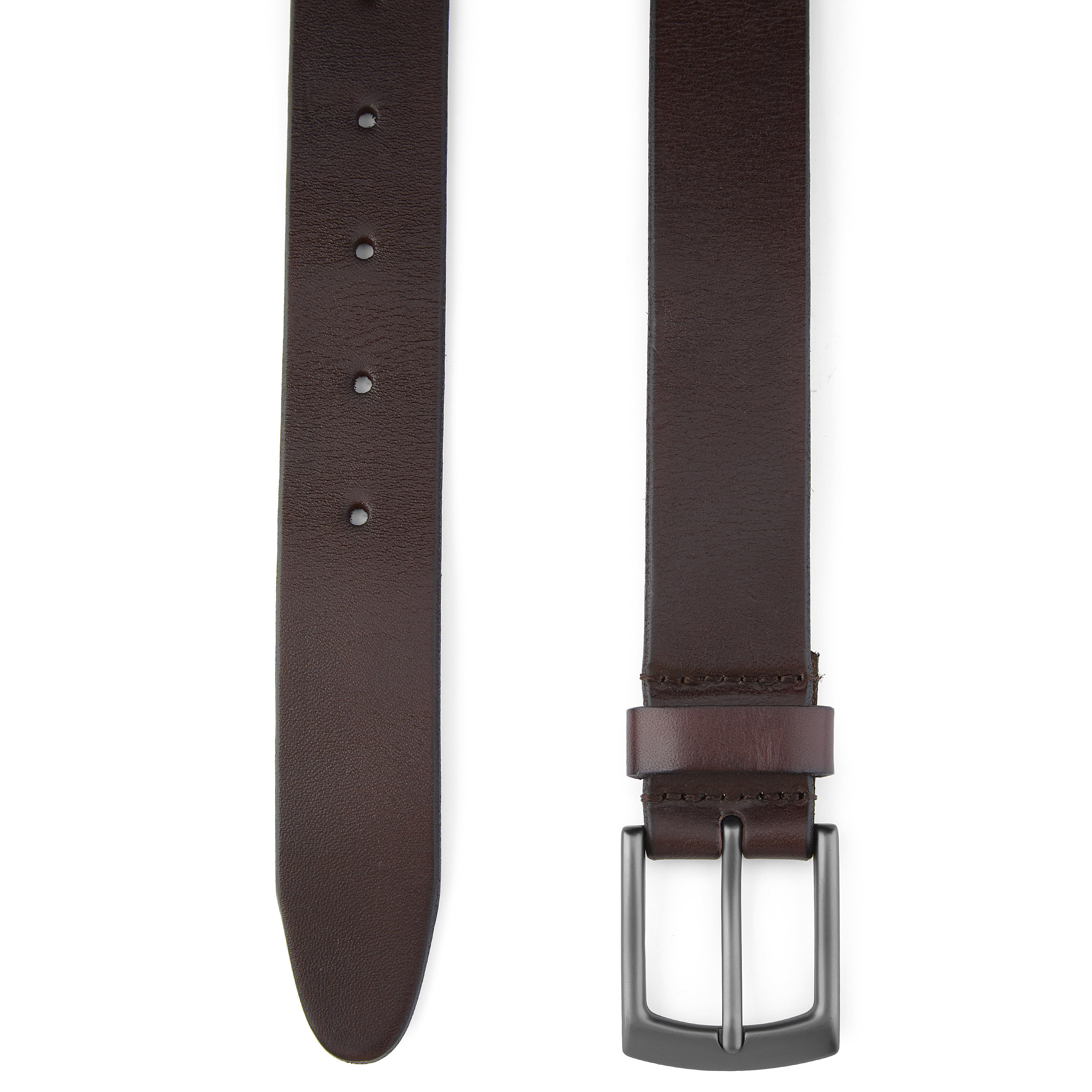 Tummanruskea & harmaa klassinen nahkavyö - 2