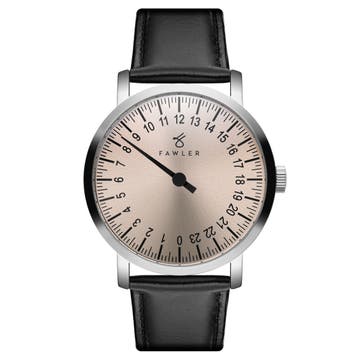 Pacem | Reloj plateado y negro de una sola manecilla de 24 horas