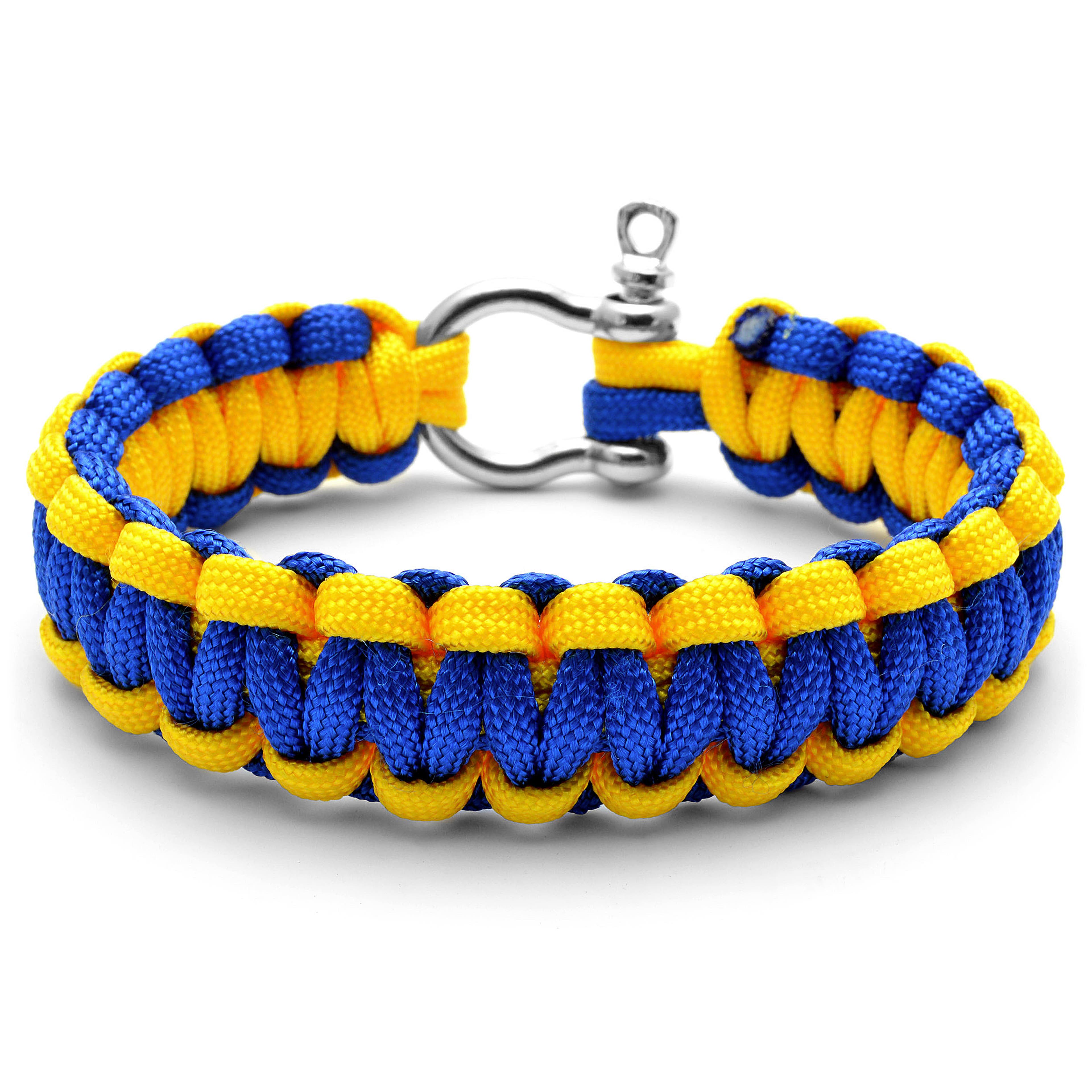 Wide Blue & Yellow Paracord Bracelet