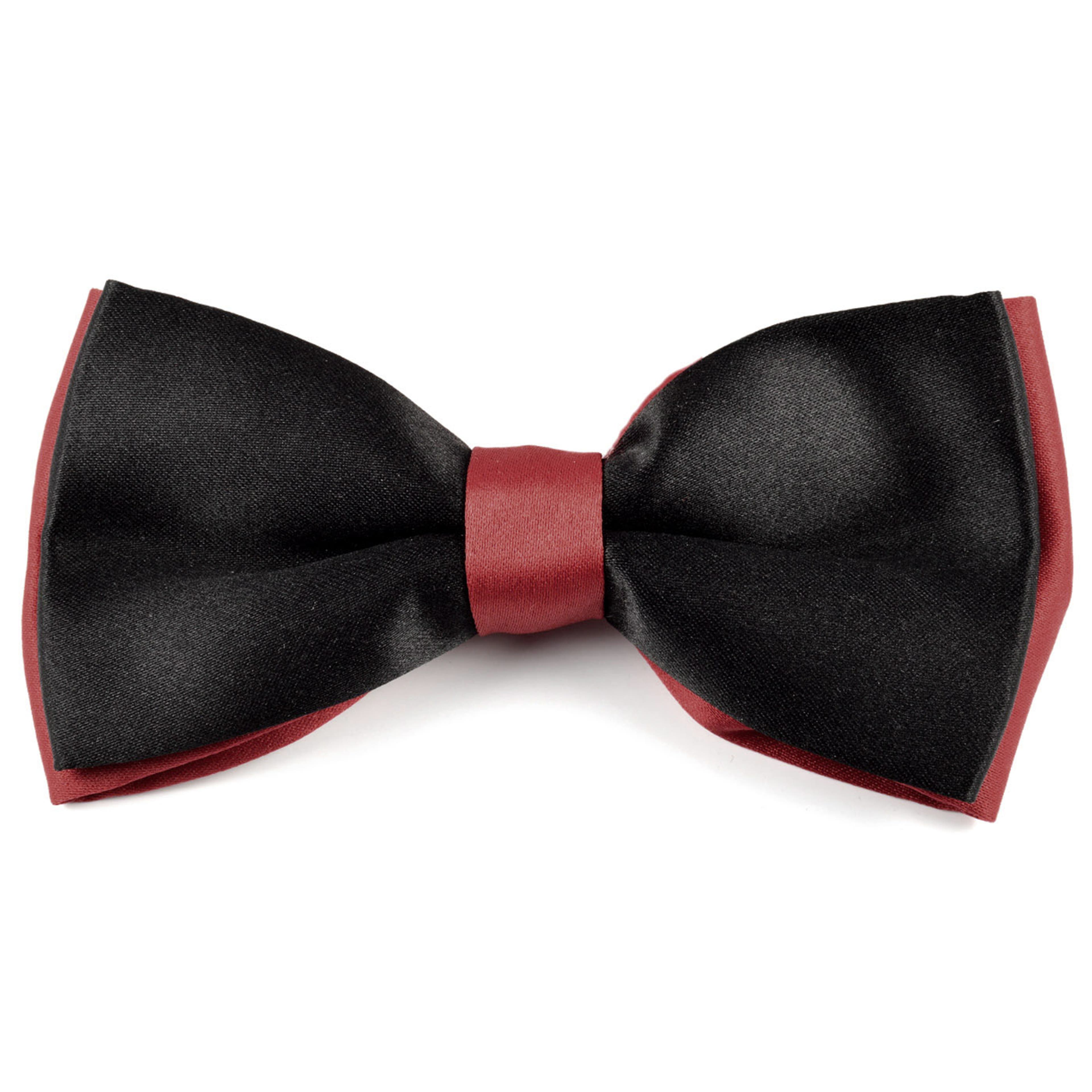Red & Black Two-Tone Pre-Tied Bow Tie