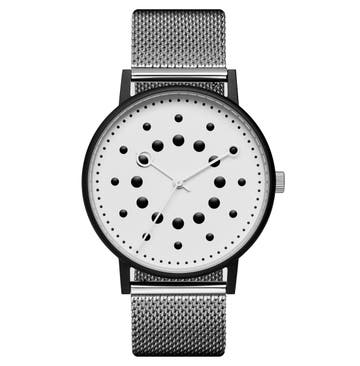 Ares | Limited Edition Black Minimalist Dress Watch With White Dial & Silver-Tone Steel Strap