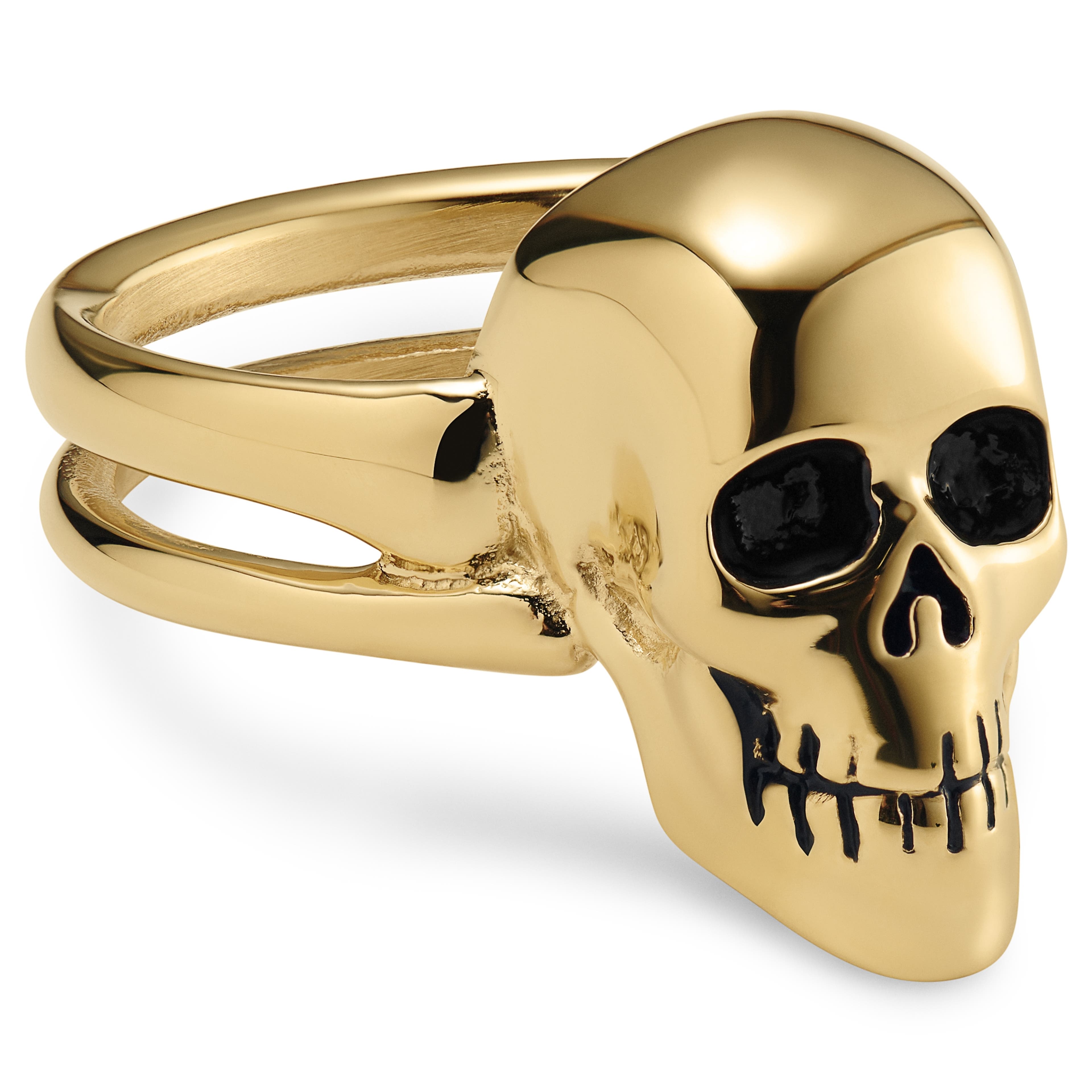 Aspero | Goldfarbener Totenkopf-Ring aus Edelstahl