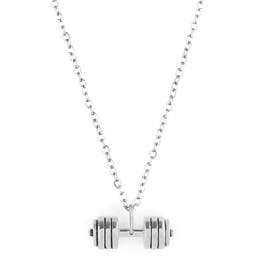 Silver- & Gold-Tone Stainless Steel Dumbell Cable Chain Necklace