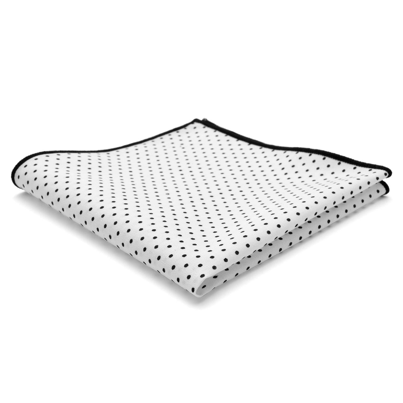 Lenço de Bolso em Algodão Branco/Preto ás Bolinhas Lenço de Bolso em Algodão Branco/Preto ás Bolinhas