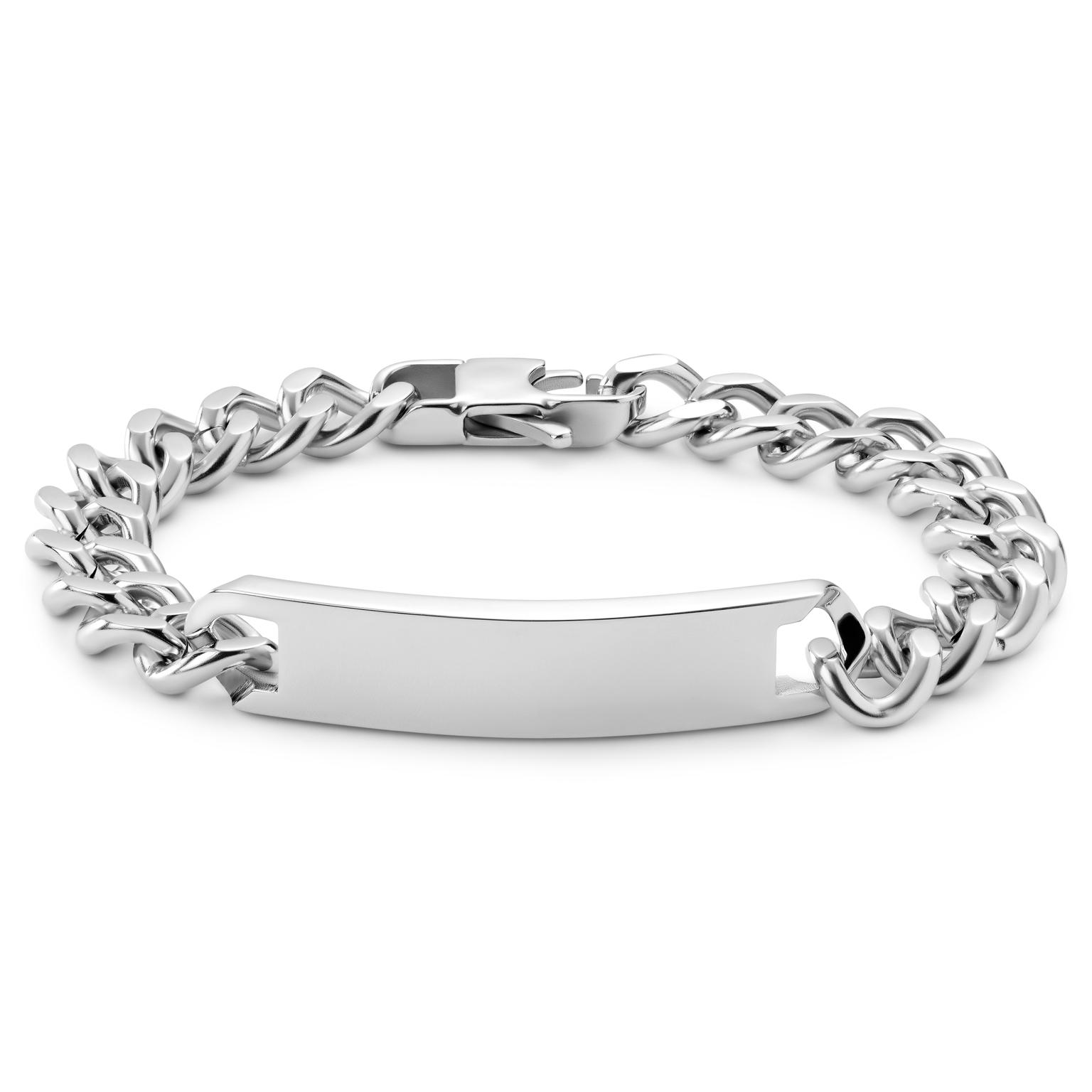 Nomen | 10 mm Silver-tone Stainless Steel ID Plate Bracelet Nomen | 10 mm Silver-tone Stainless Steel ID Plate Bracelet