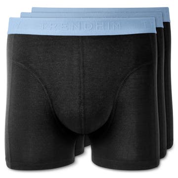 FreeFeel | 3-Pak Sorte Bambus Boxershorts m. Himmelblå Linning FreeFeel | 3-Pak Sorte Bambus Boxershorts m. Himmelblå Linning