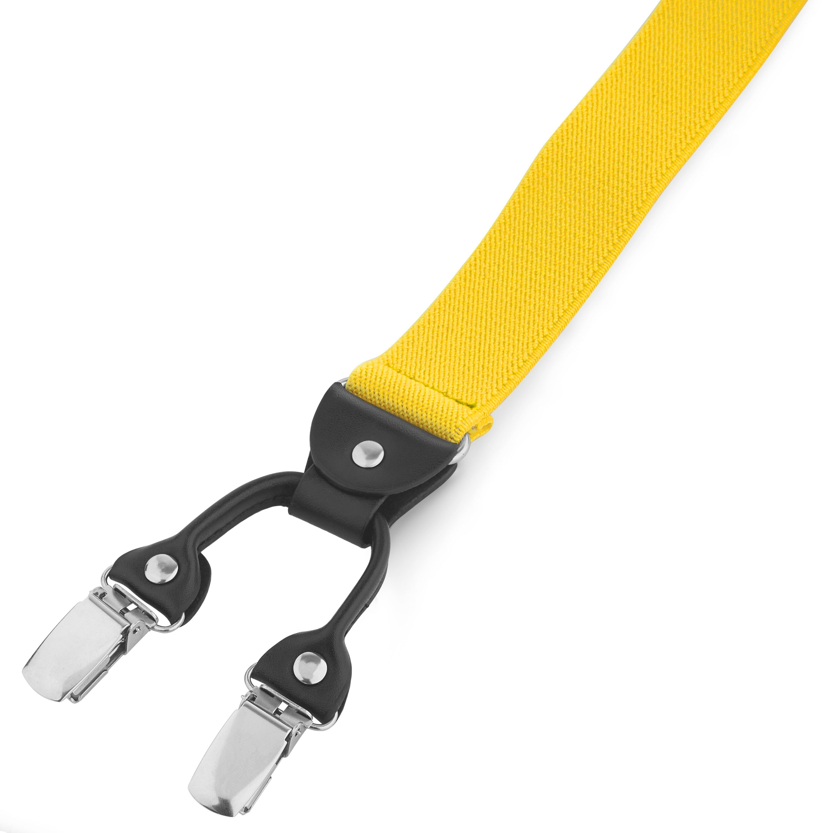 Slim Canary Yellow Clip-On Braces - 2