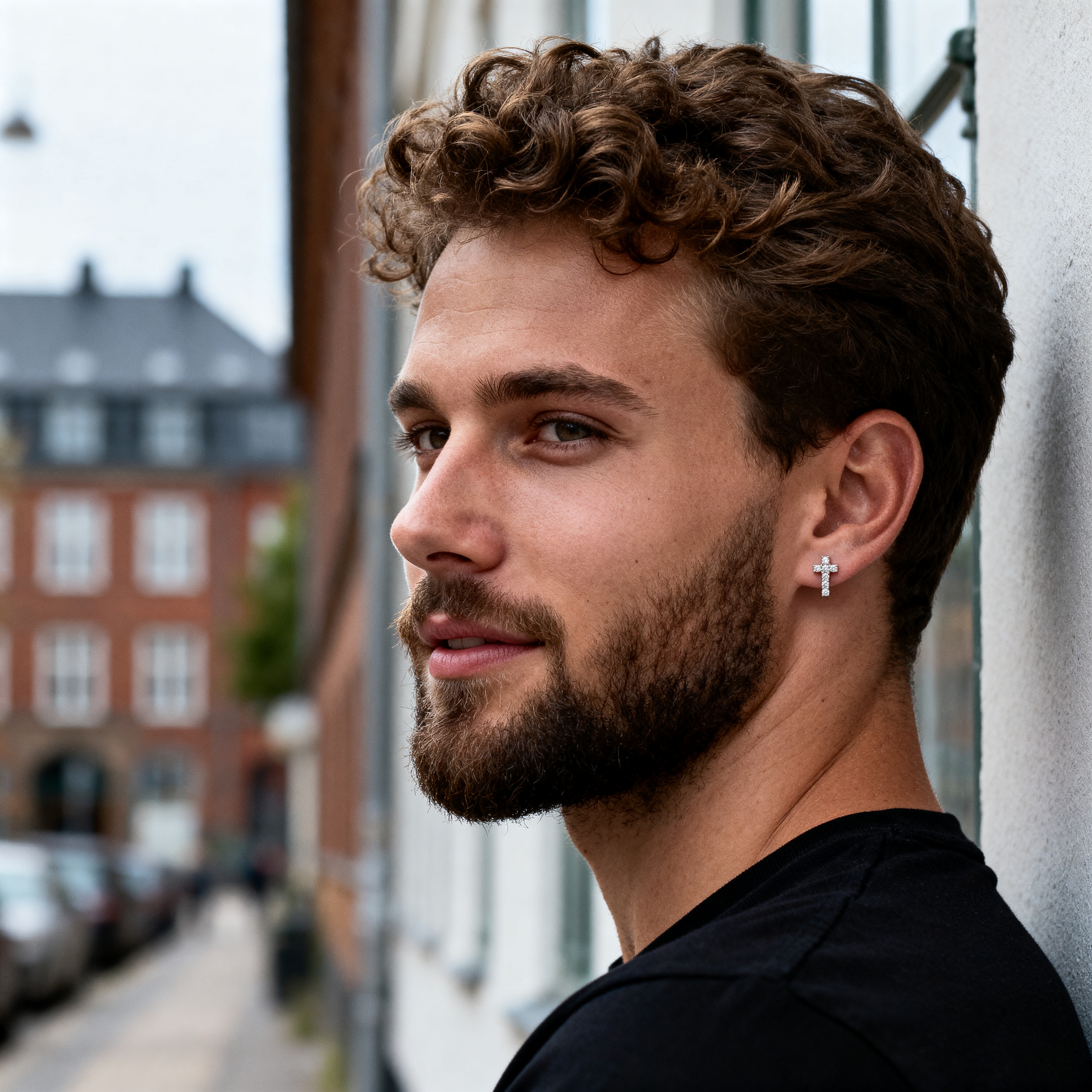 Lucid | 925 Sterlingsølv Zirkonia Kors Ørering - 6 mm - 4