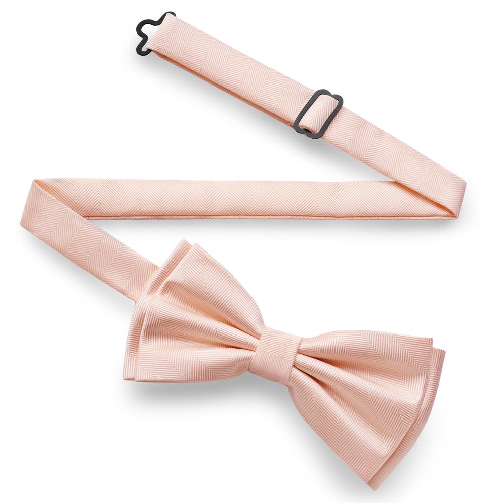 hover: Rose Pink Pre-Tied Herringbone Bow Tie hover: Rose Pink Pre-Tied Herringbone Bow Tie