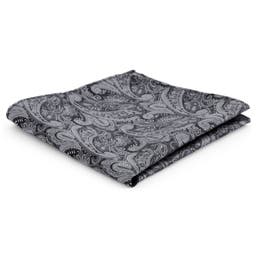 Silver Grey Paisley Polyester Pocket Square