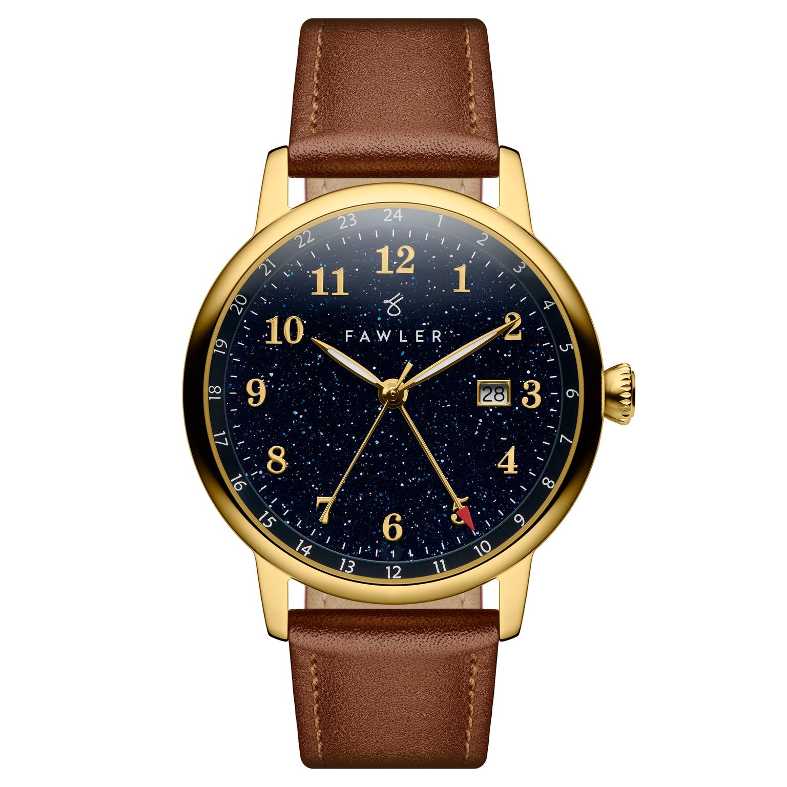 Night Sky | Gold-tone Aventurine Dial GMT Watch Night Sky | Gold-tone Aventurine Dial GMT Watch