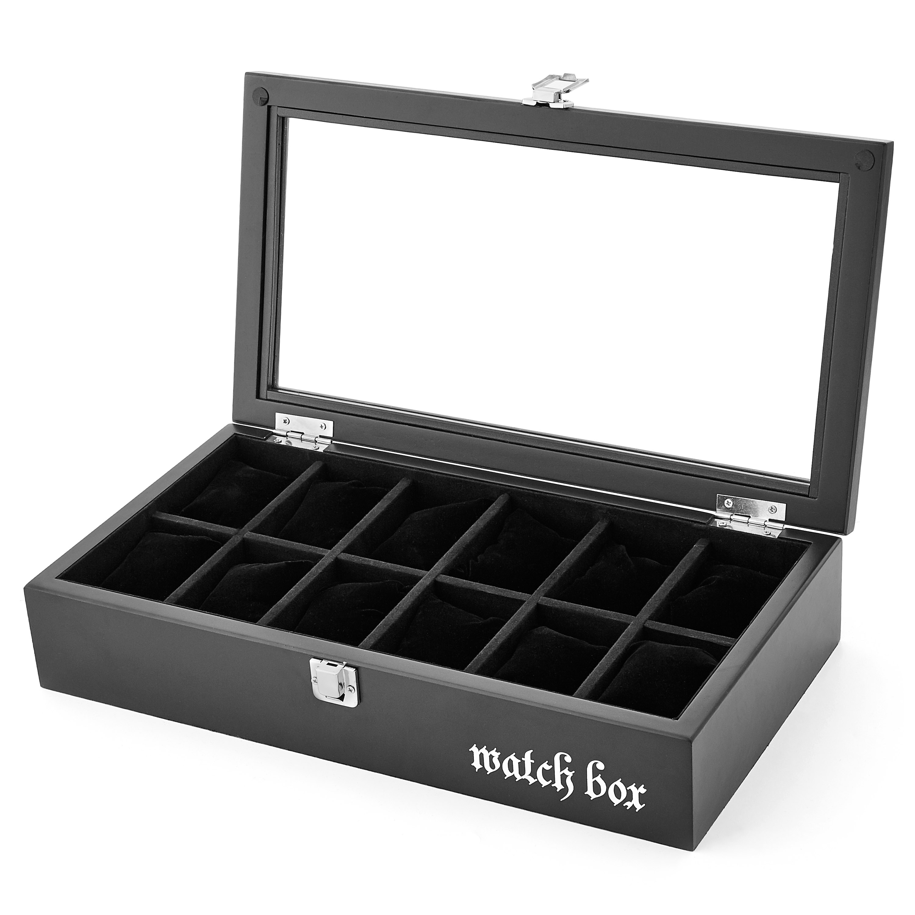 Black New Zealand Pine Veneer Watch Box - 12 Watches - 2