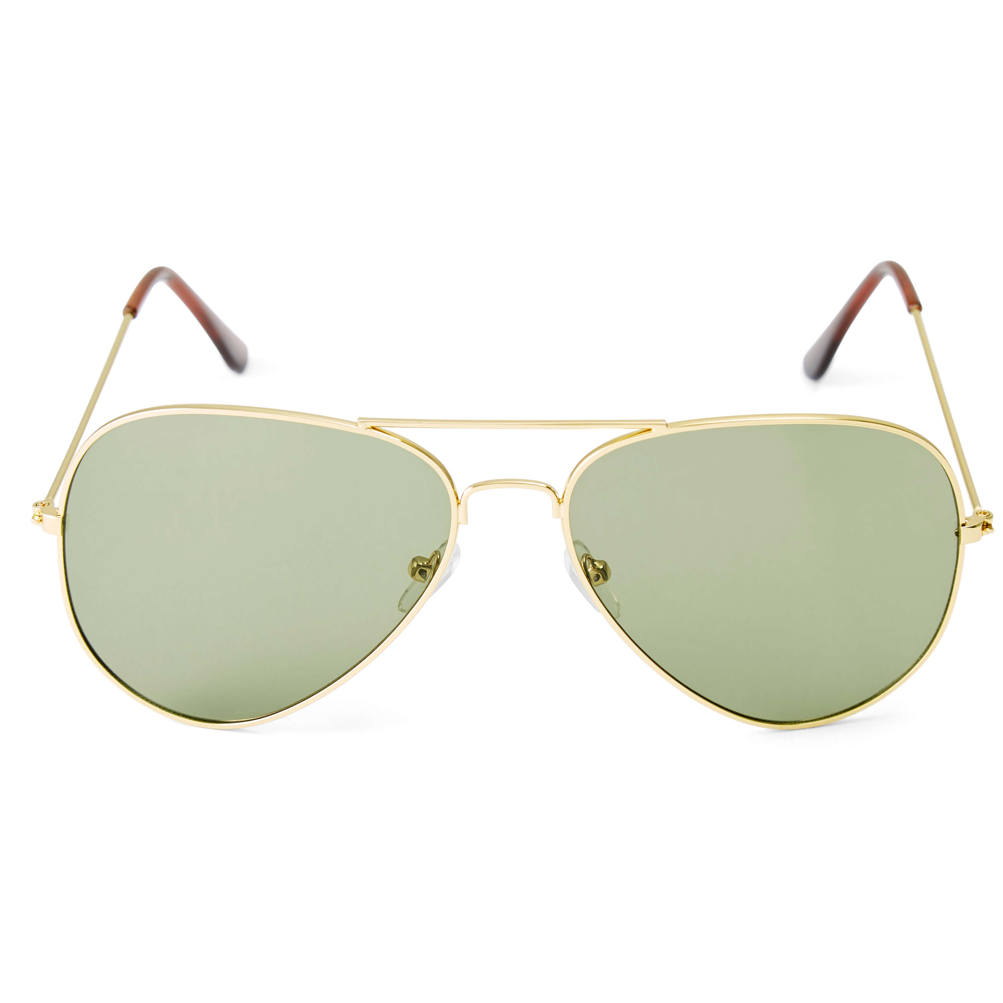 Gold-Tone & Green Aviators - 2 - hover gallery
