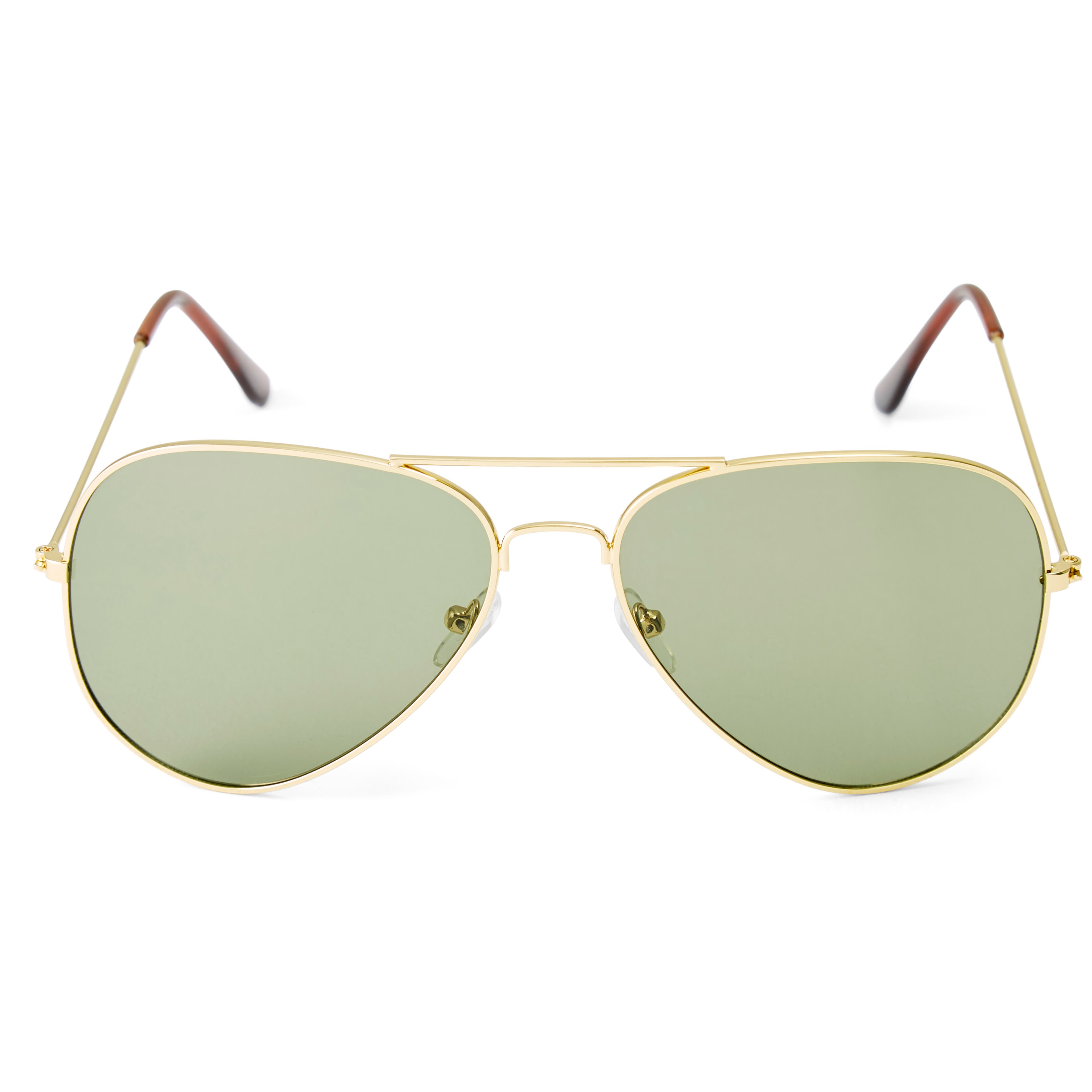 Sluneční brýle Aviator ve zlatých a zelených tónech