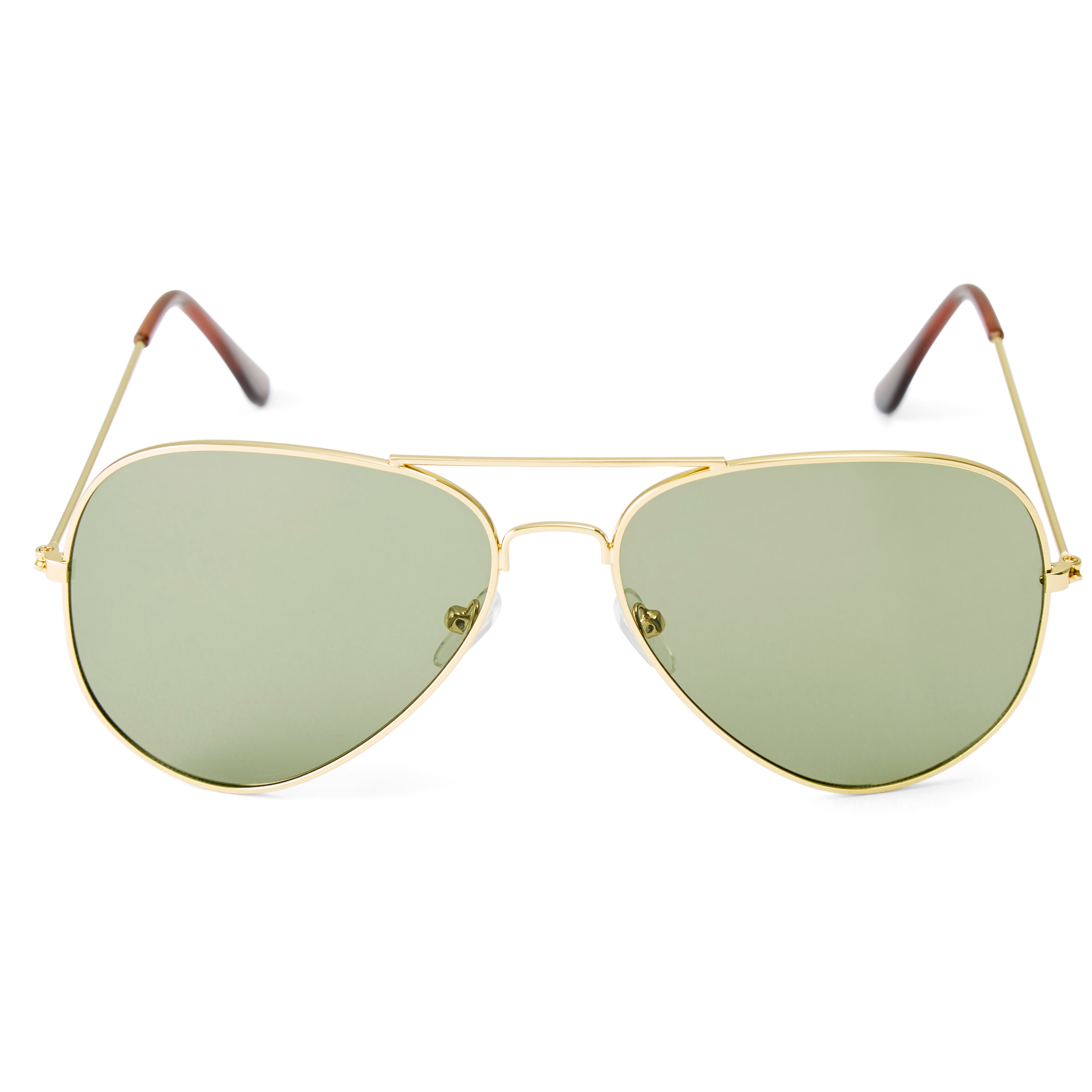 Gold-Tone & Green Aviators