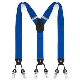 Wide Blue Clip-On Suspenders