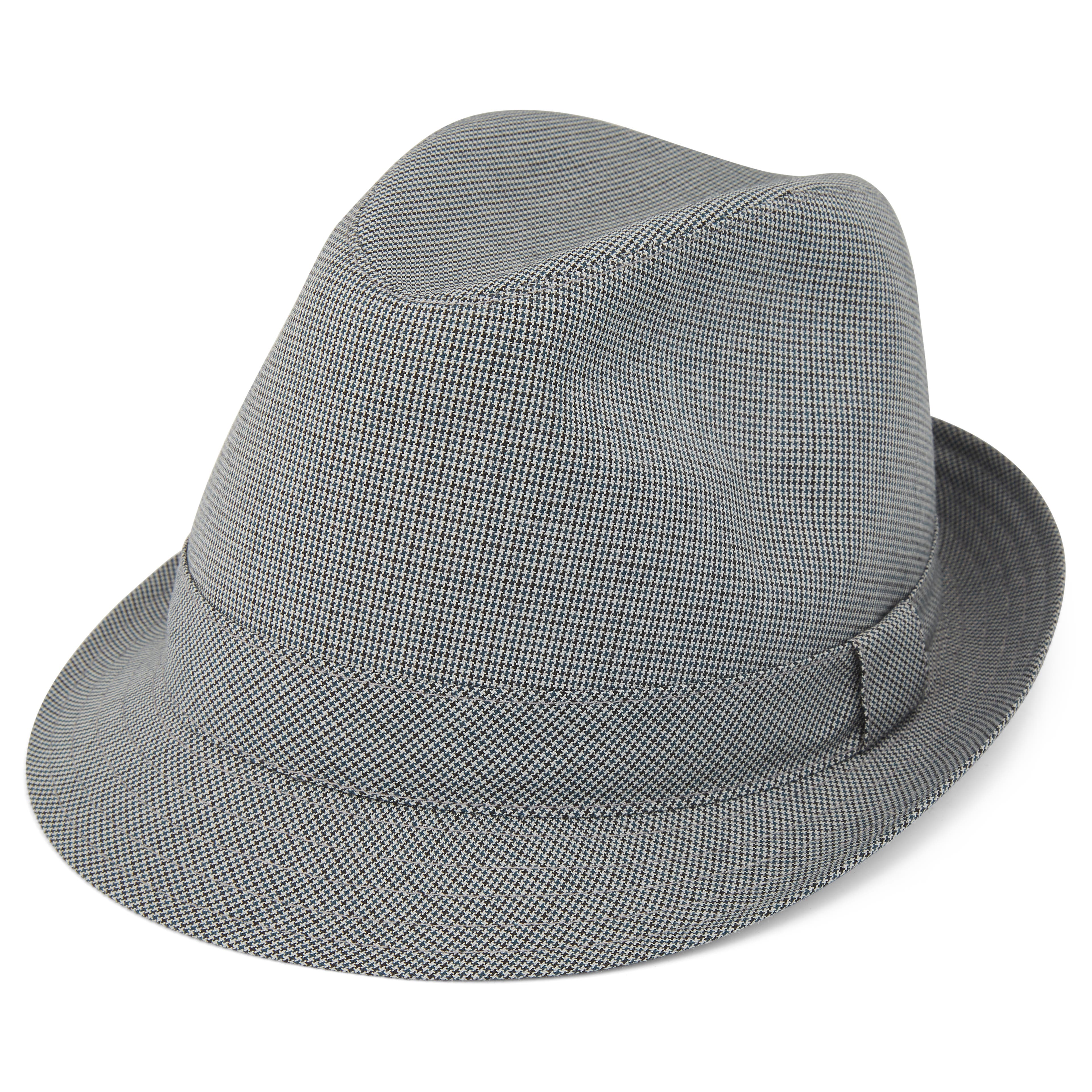 Camouflage Gray Houndstooth Fedora Hat With Band