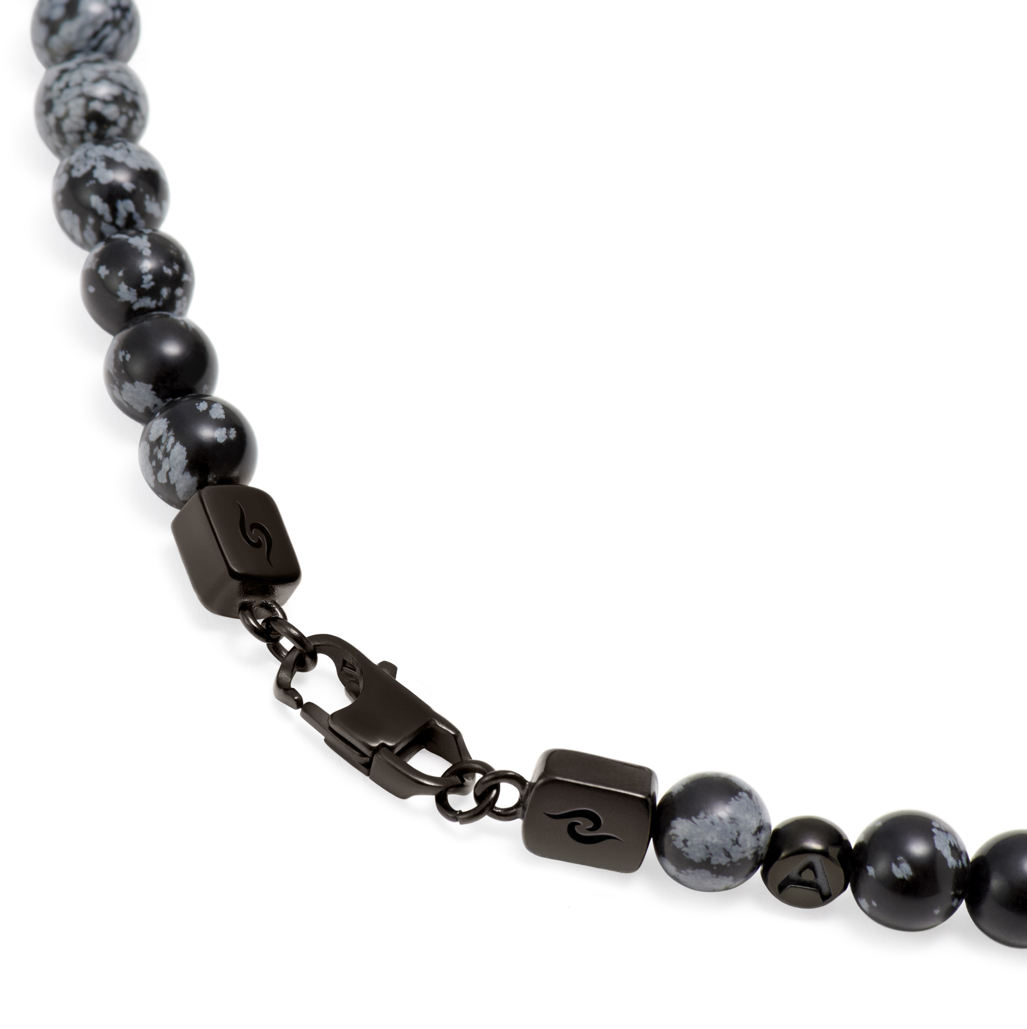 Rico Lava Rock & Snowflake Obsidian Halskæde Sæt - 7