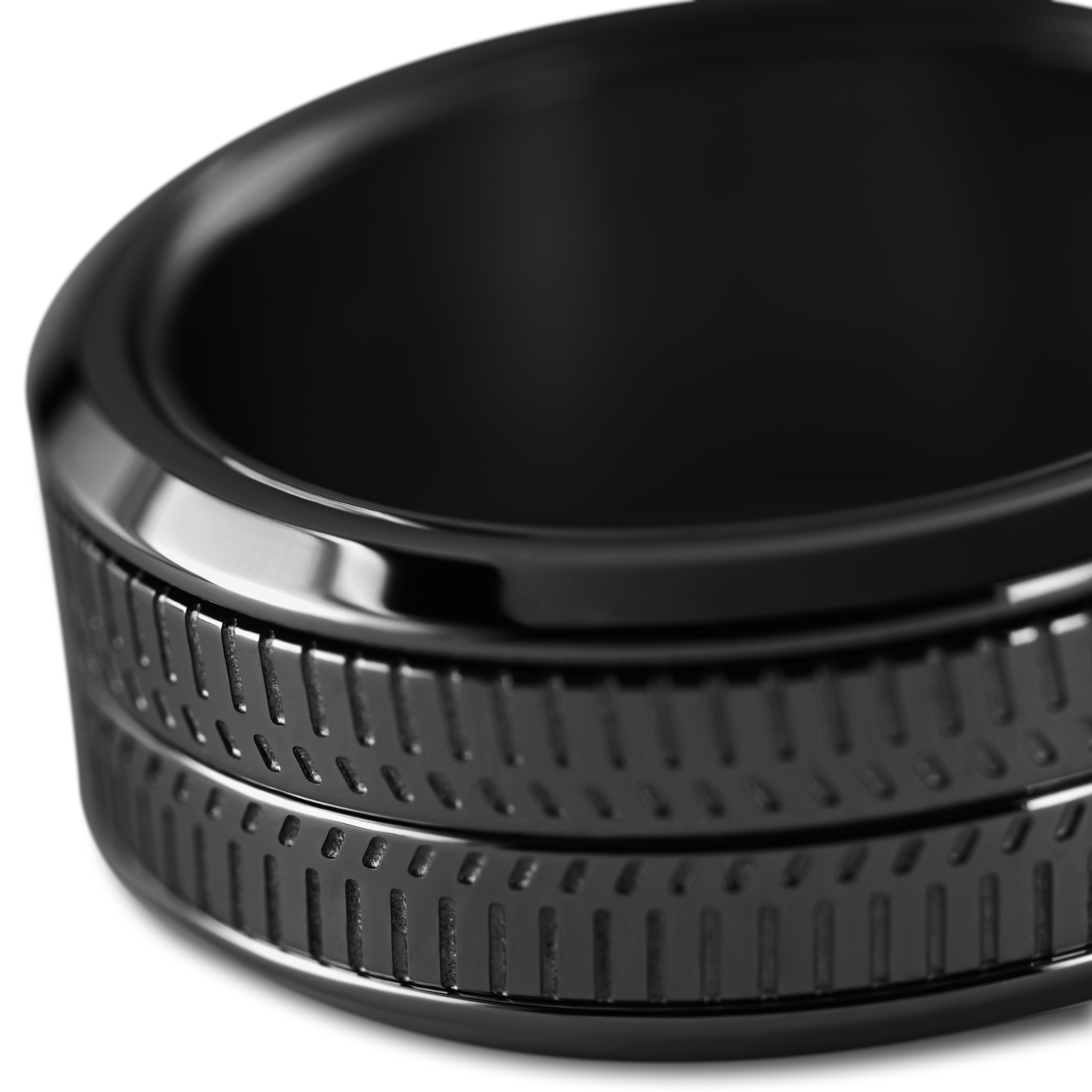 Tigris | 9 mm črn teksturiran gibljiv prstan - 3