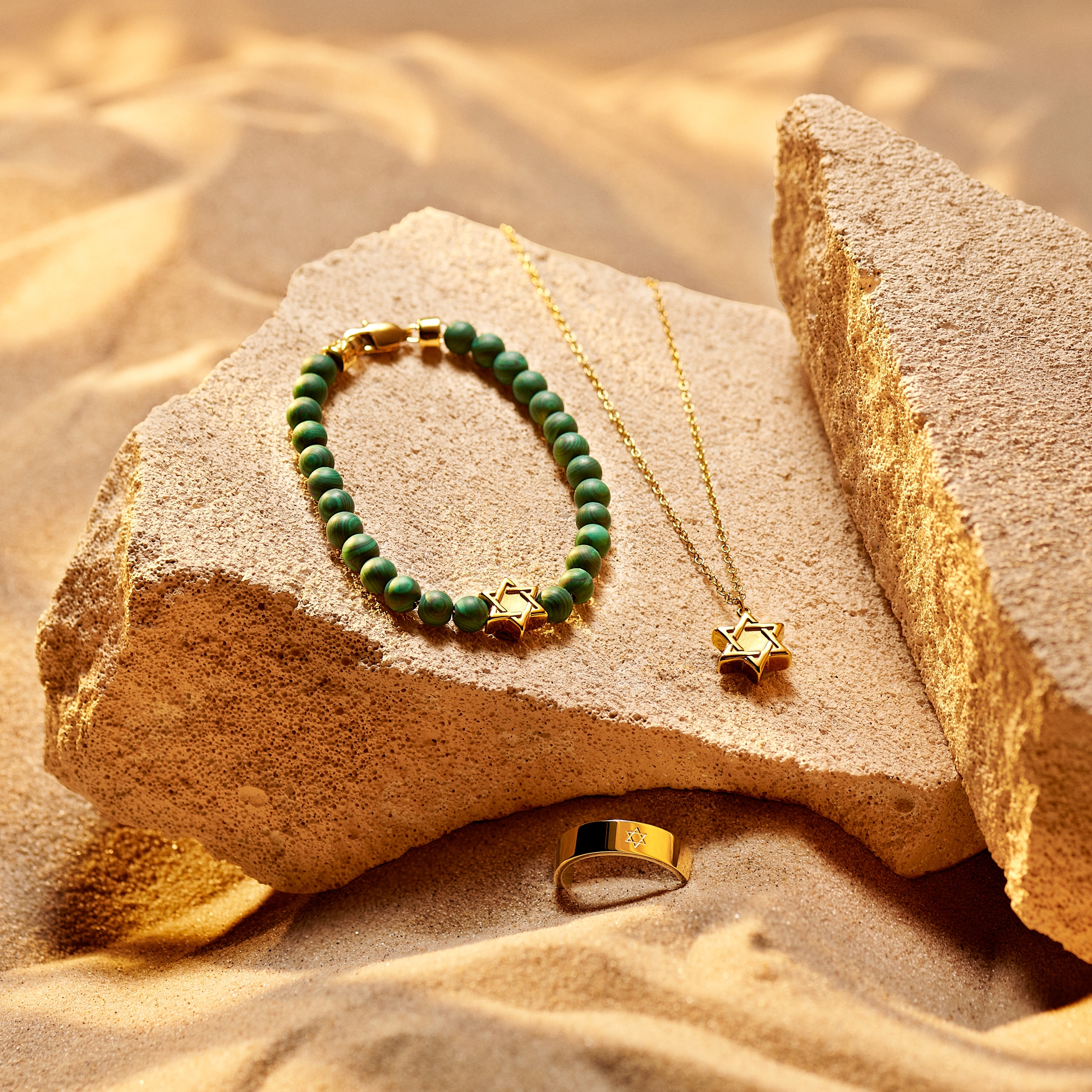 Unity | Dávid-csillag malachit karkötő - 3
