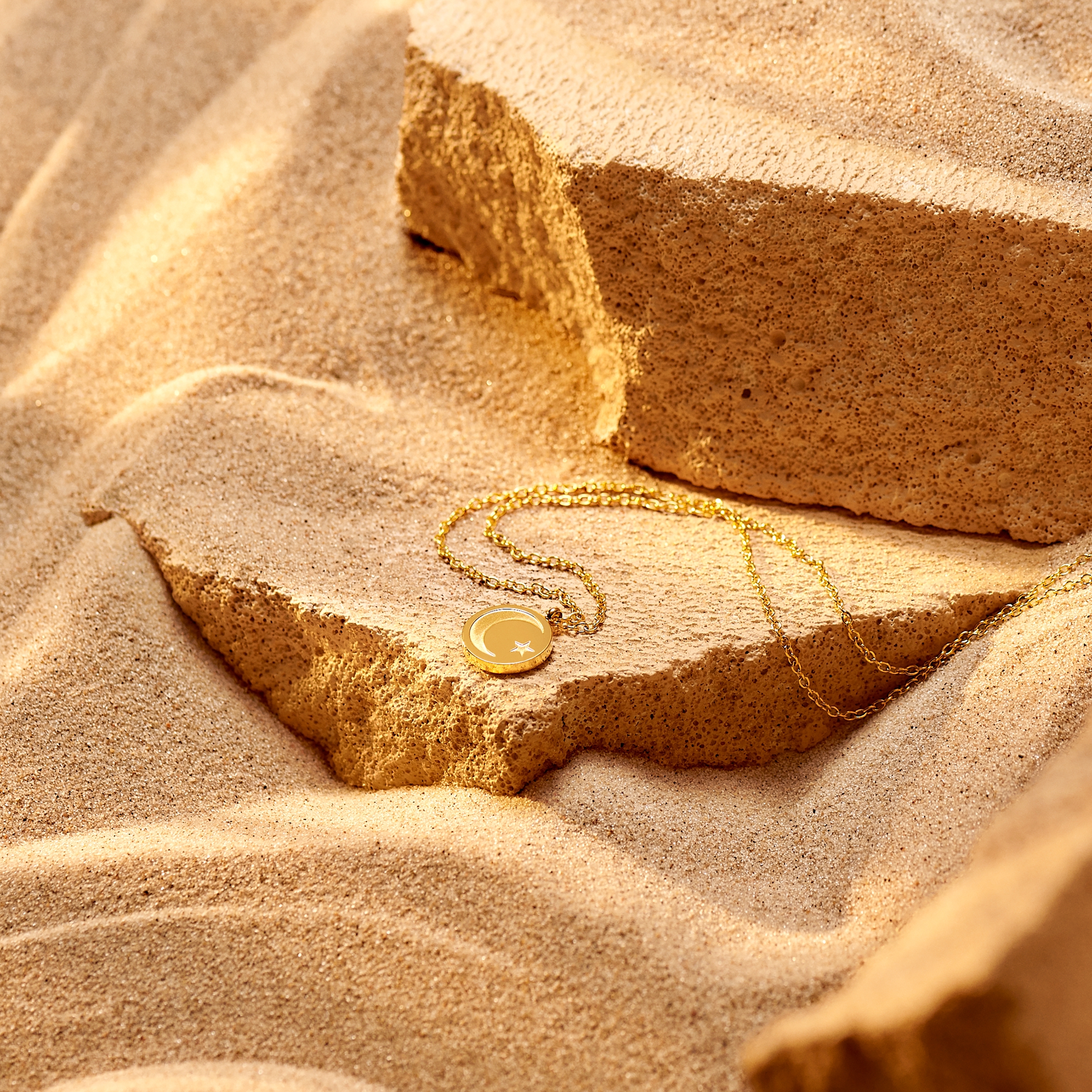 Unity | Gold-tone Star and Crescent Circle Necklace - 2