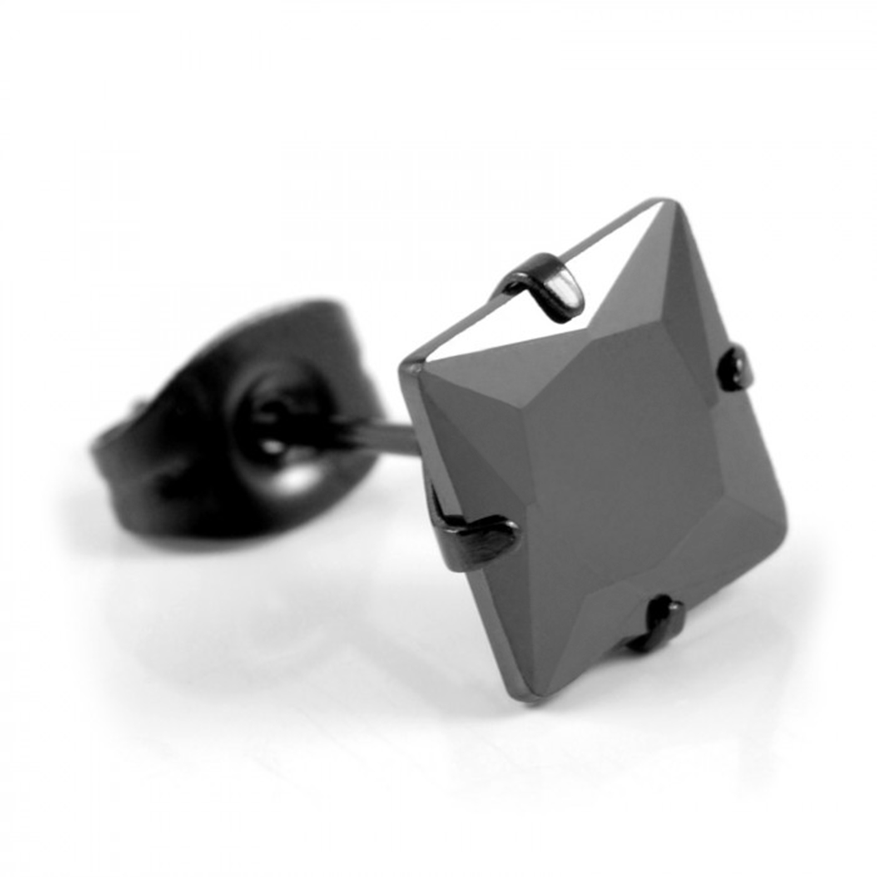 Black & Black 6mm Earring - 4