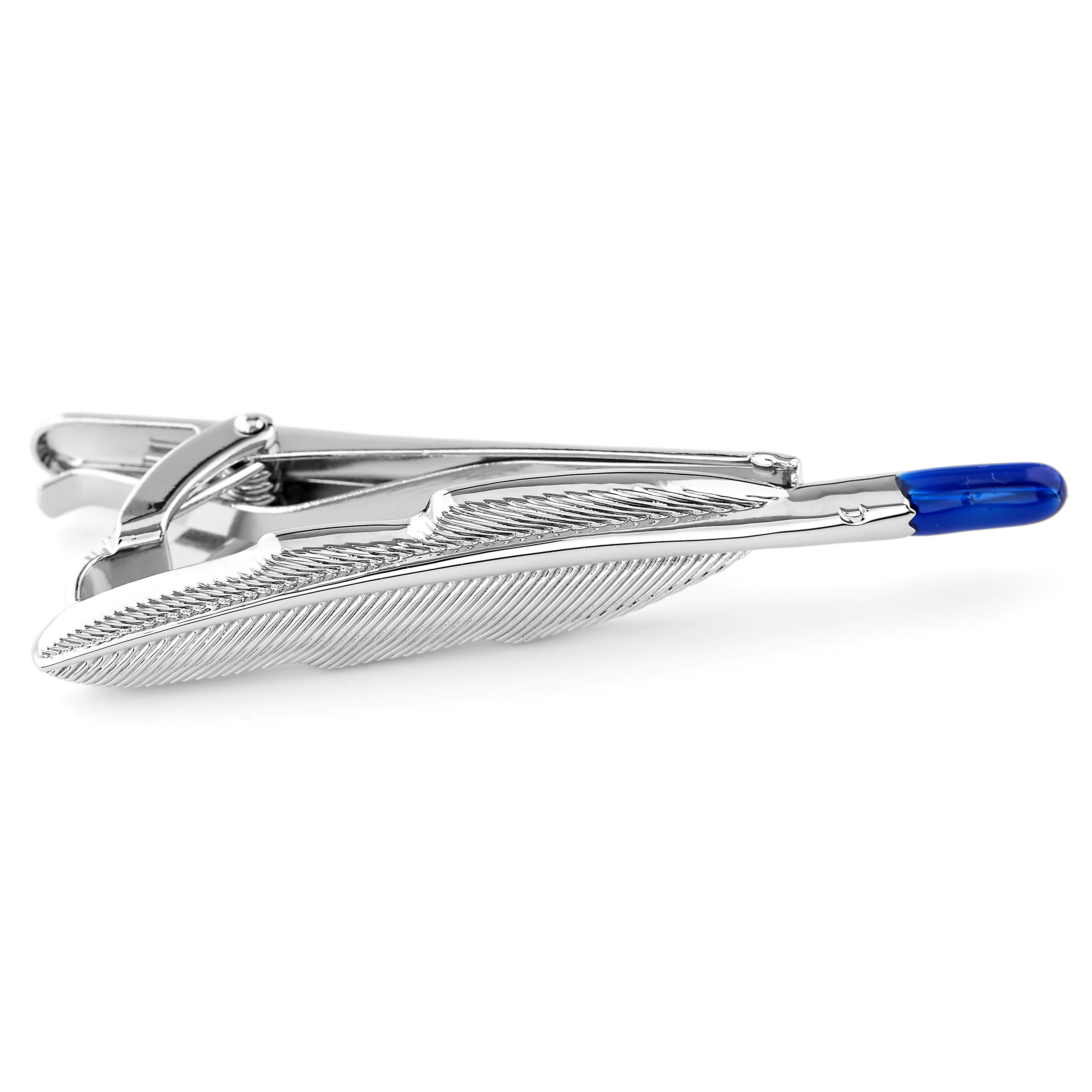 Pasador de corbata corto plateado con péndola - 1