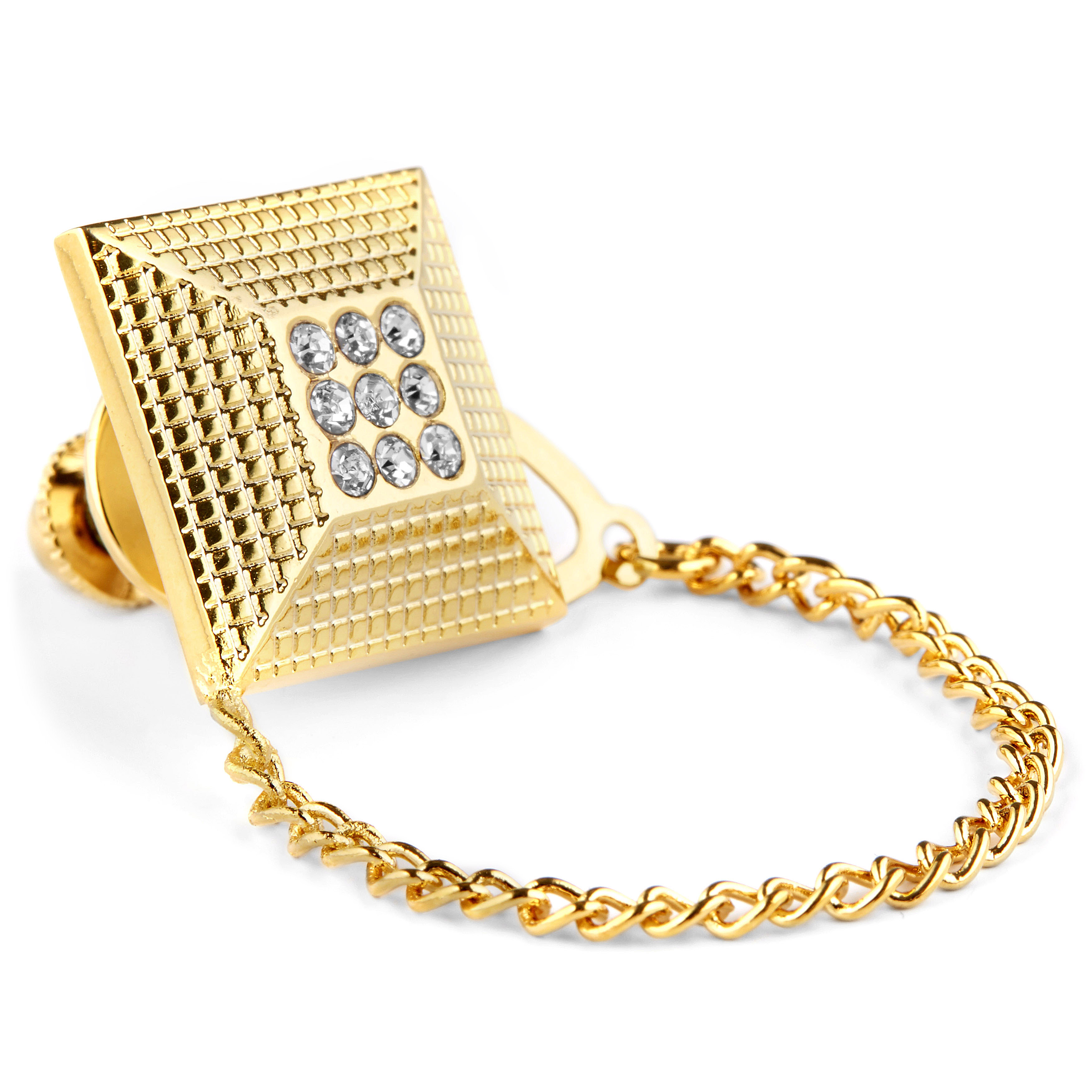 Gold-Tone & Faux Diamond Lapel Pin - 2